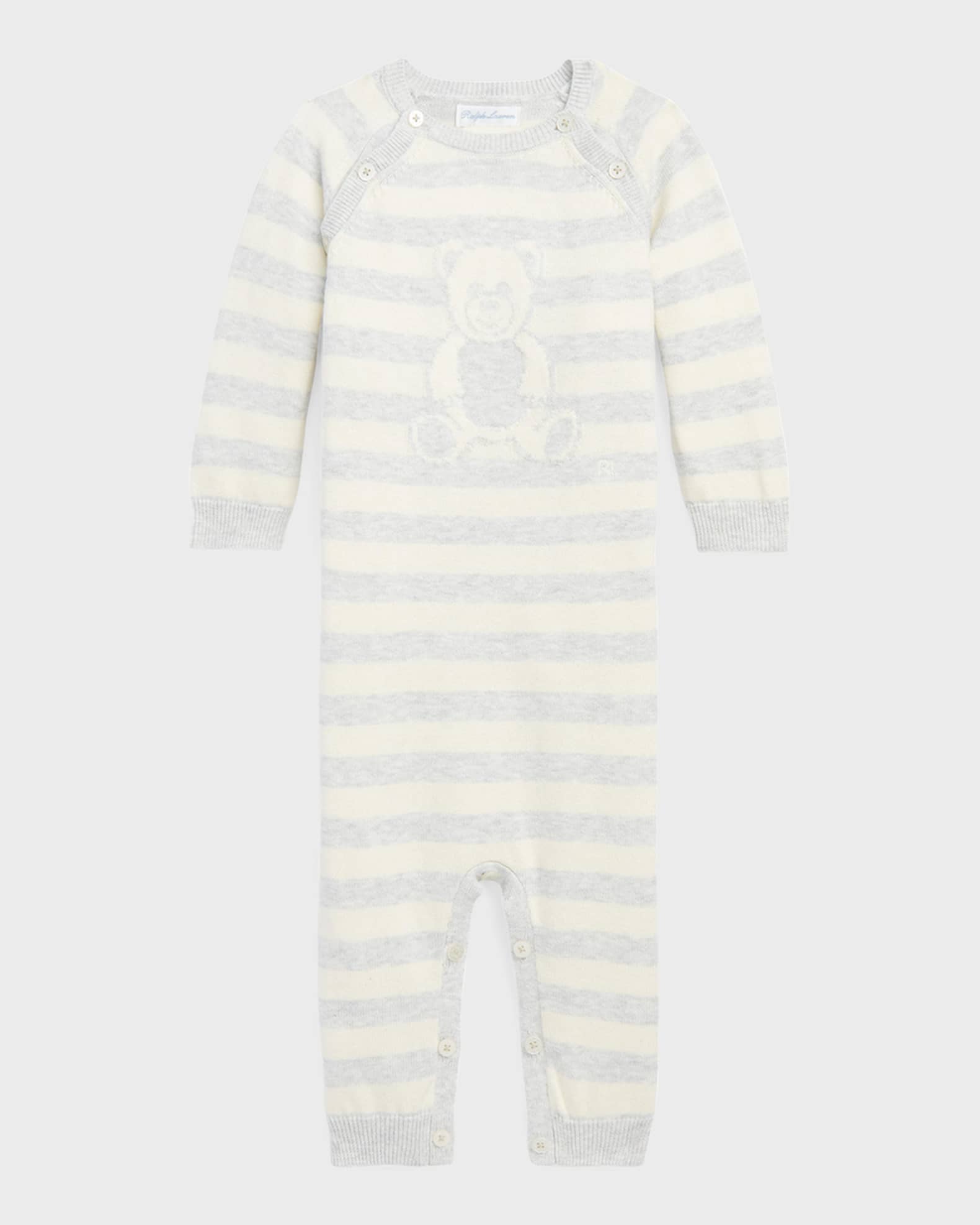 Boy's Striped Bear Coverall, Size 3M-12M 0