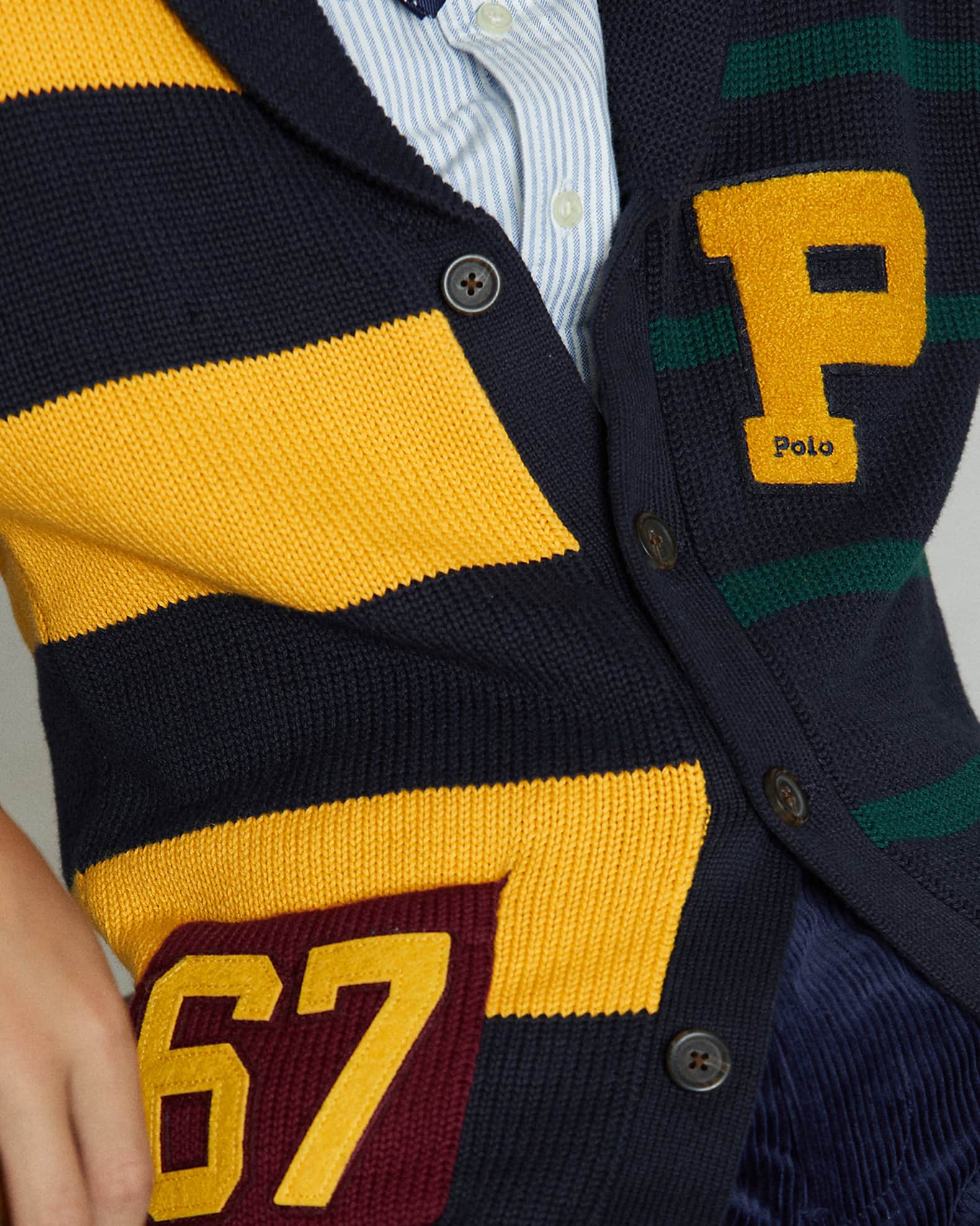 Cotton letterman cardigan online