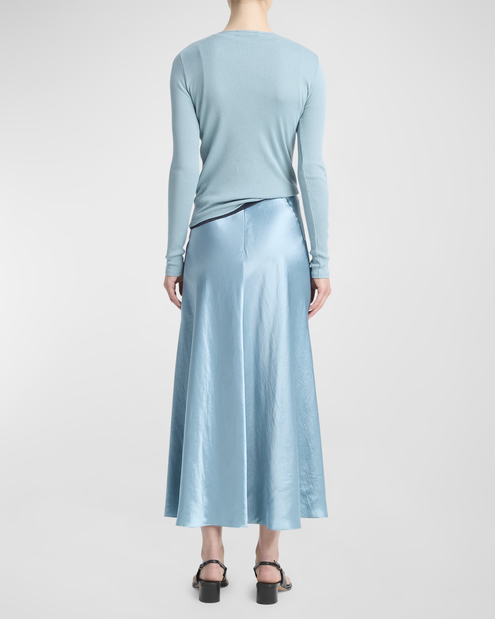 Vince raw-edge silk midi skirt discount