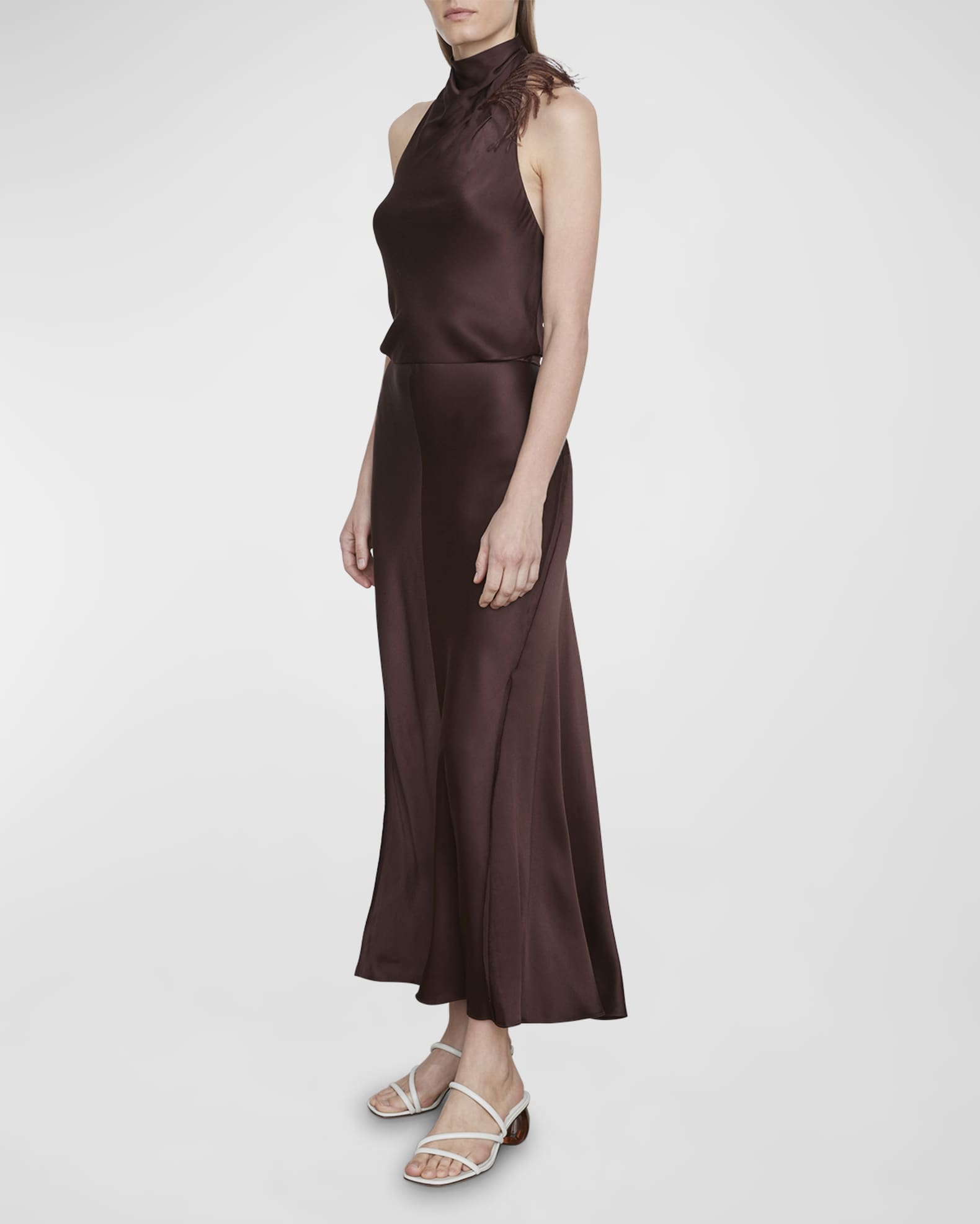 Vince Feather DrapedNeck OpenBack Maxi Dress Neiman Marcus