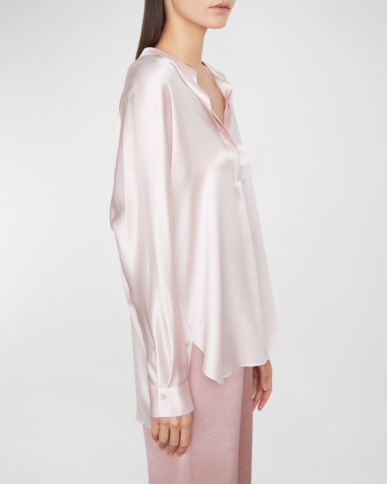 Vince BandCollar LongSleeve Silk Blouse Neiman Marcus