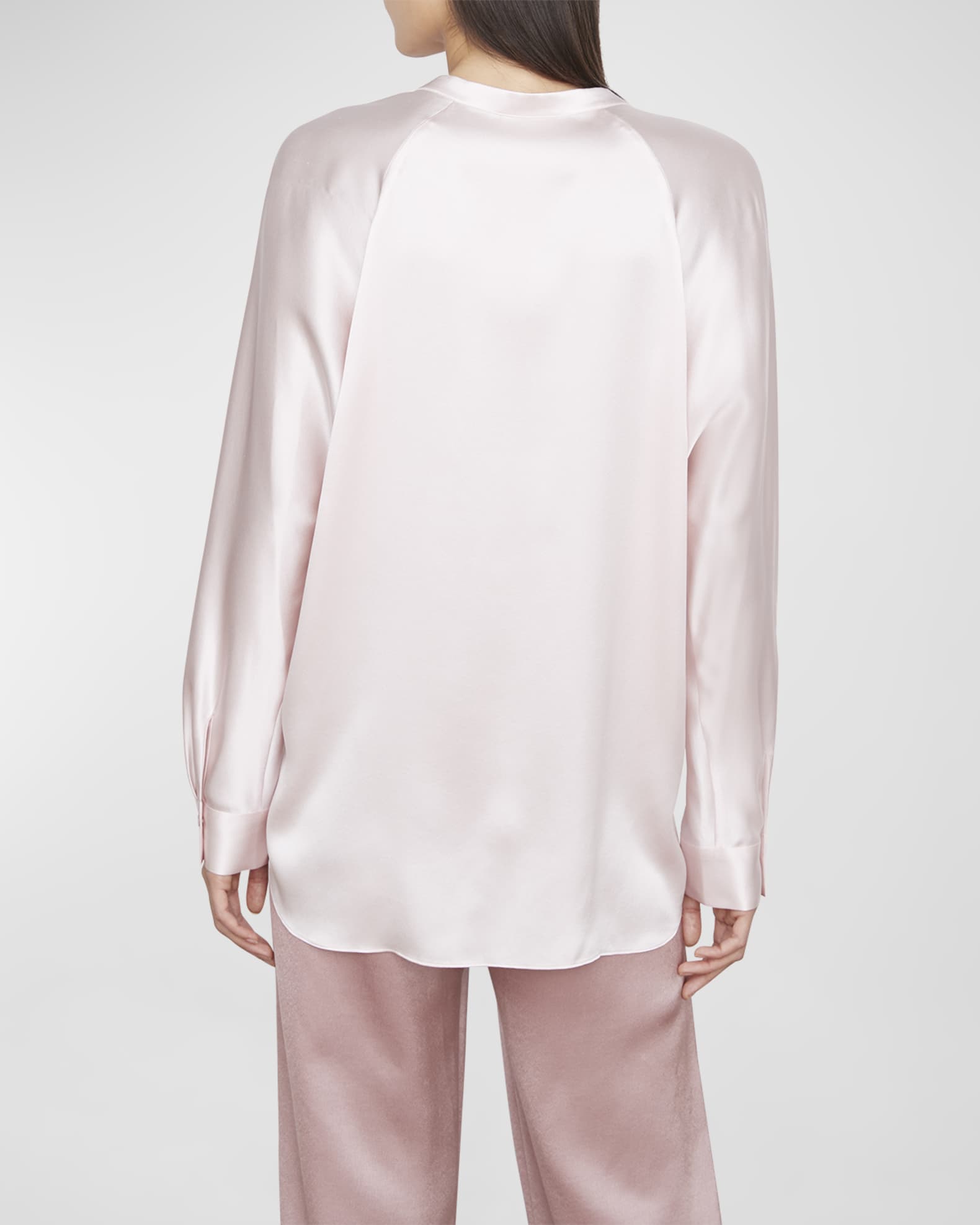 Vince BandCollar LongSleeve Silk Blouse Neiman Marcus