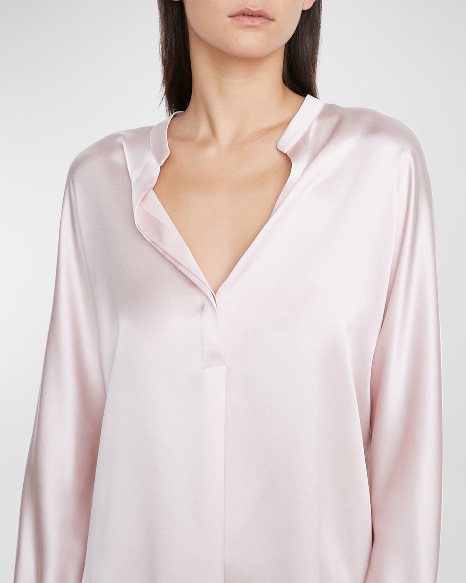Vince BandCollar LongSleeve Silk Blouse Neiman Marcus