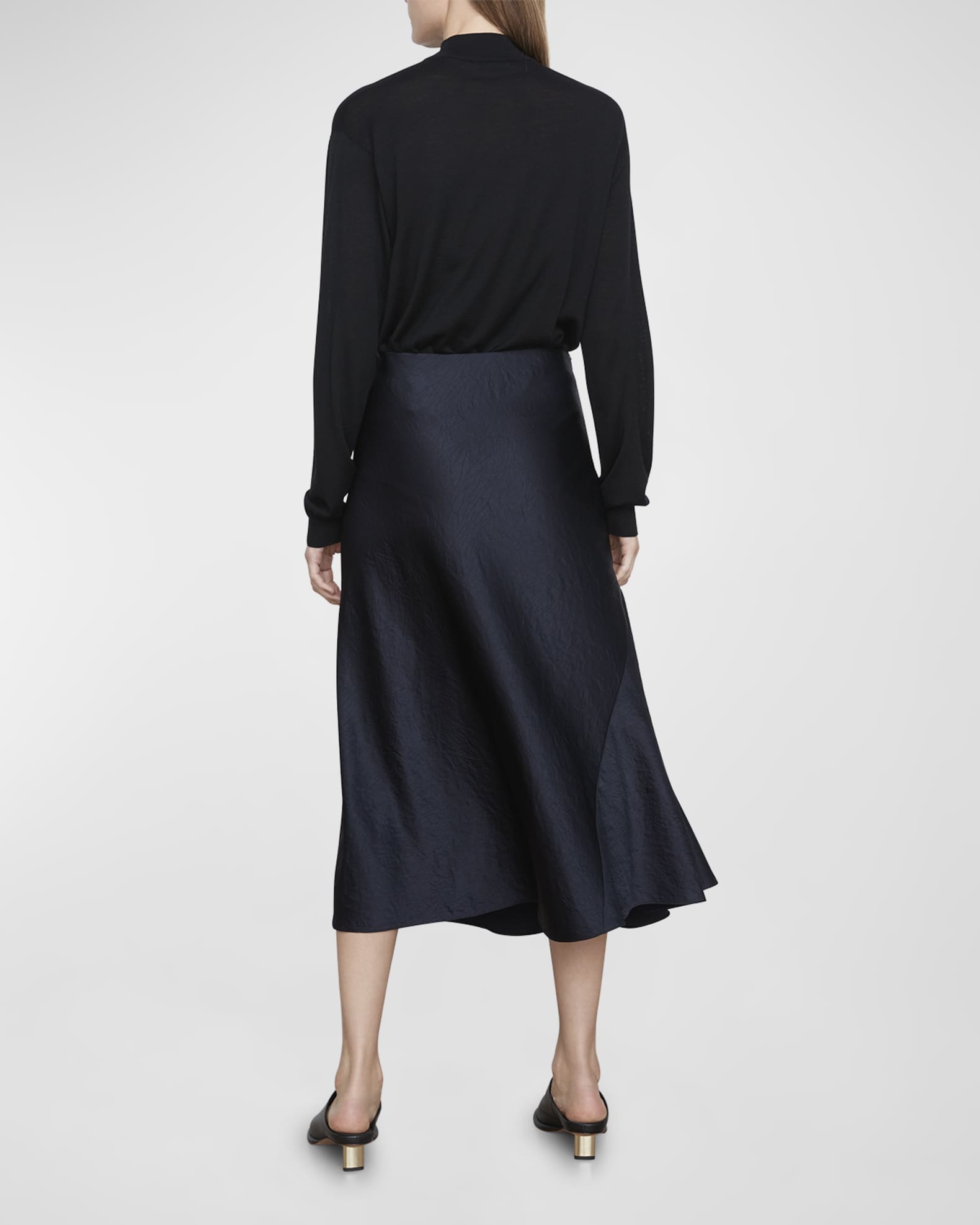 Vince Draped Crushed Satin Midi Slip Skirt Neiman Marcus