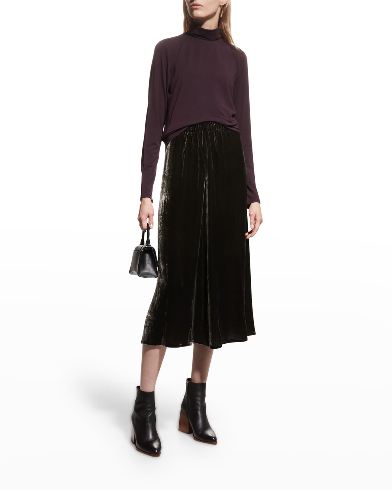 Eileen Fisher Missy Velvet Midi Skirt | Neiman Marcus