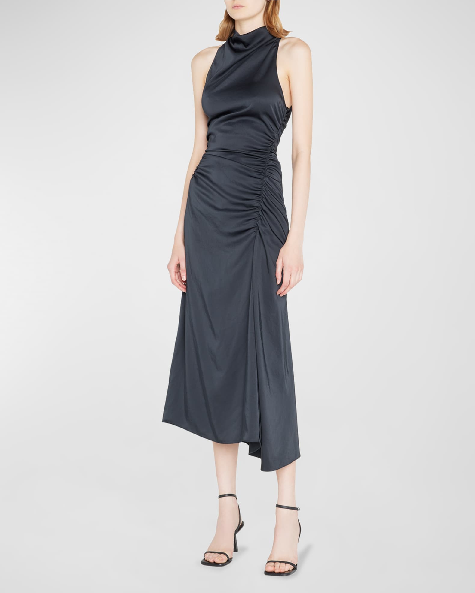 A.L.C. Inez Draped High-Neck Midi Dress | Neiman Marcus