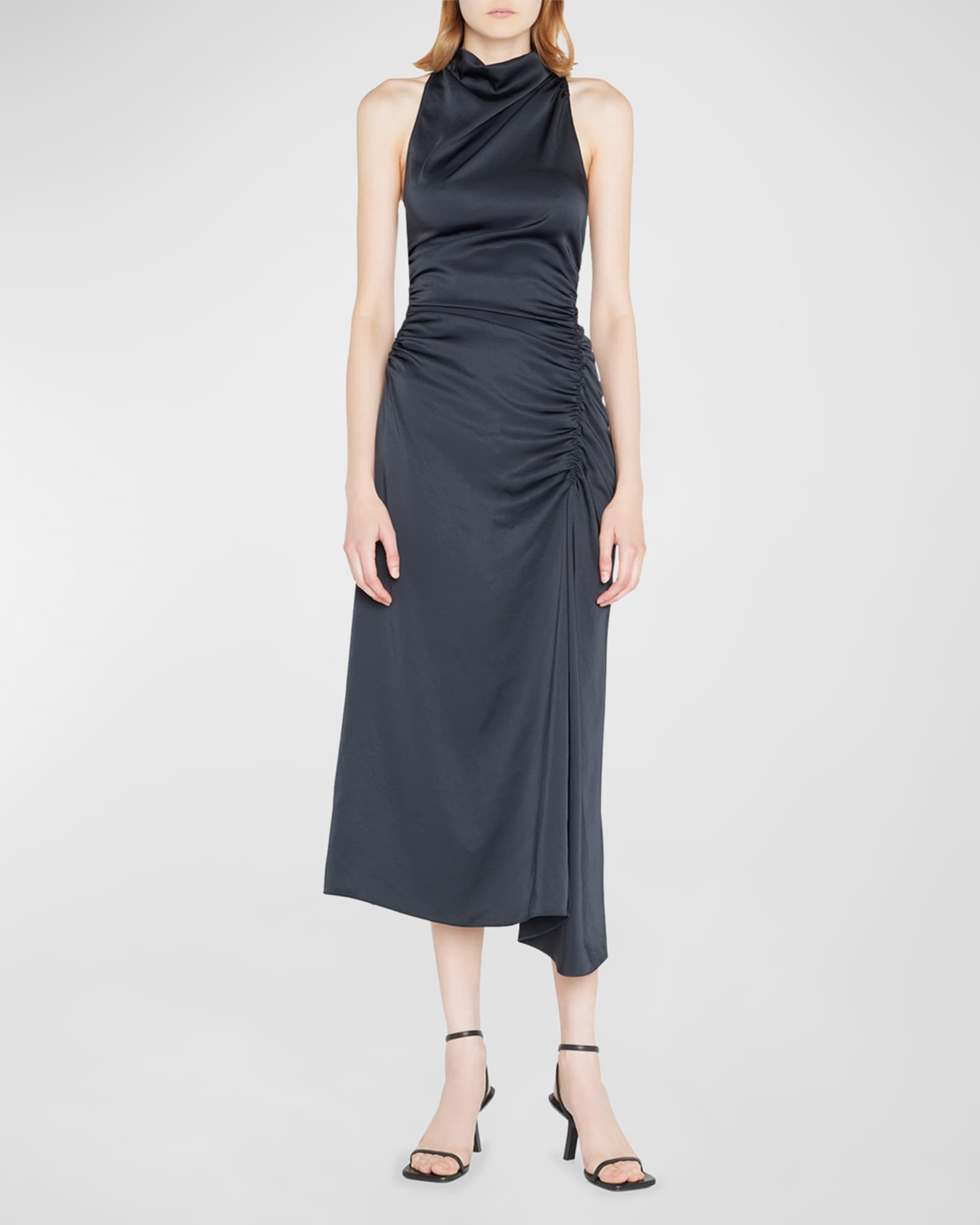 A.L.C. Inez Draped High-Neck Midi Dress | Neiman Marcus