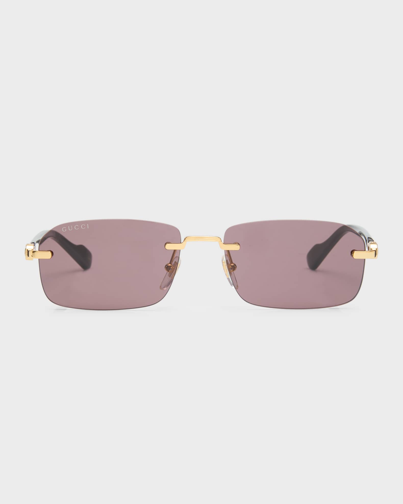 Gucci Eyewear Rimless rectangle-frame Sunglasses - Brown