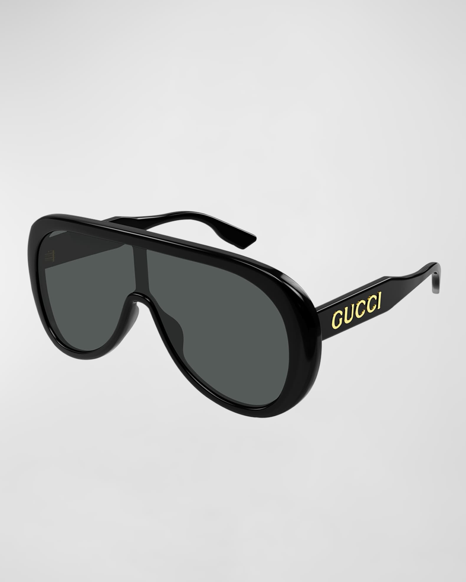 Gucci Men s Large Temple Logo Shield Sunglasses Neiman Marcus