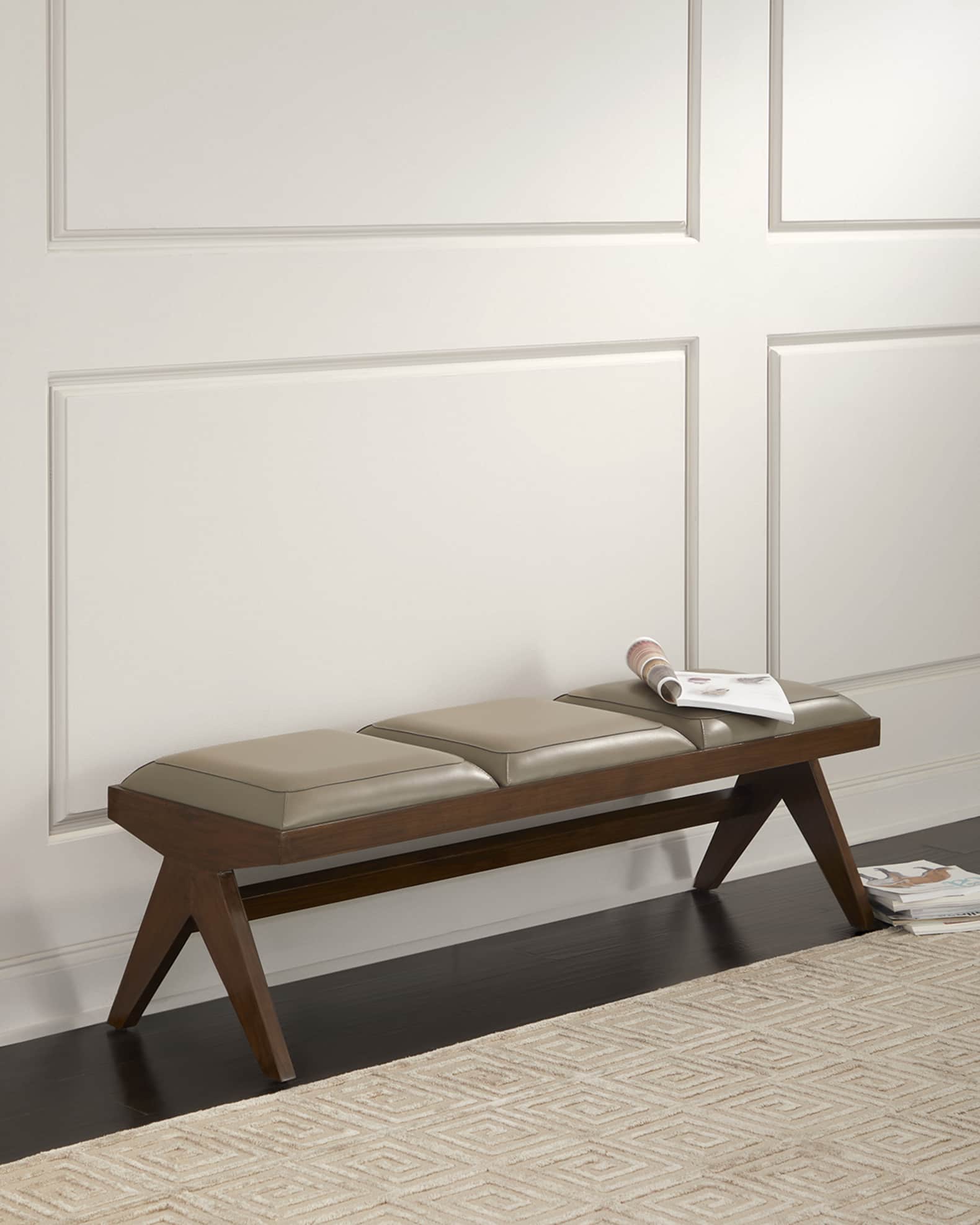 Luchesse Leather Bench, 58” 0