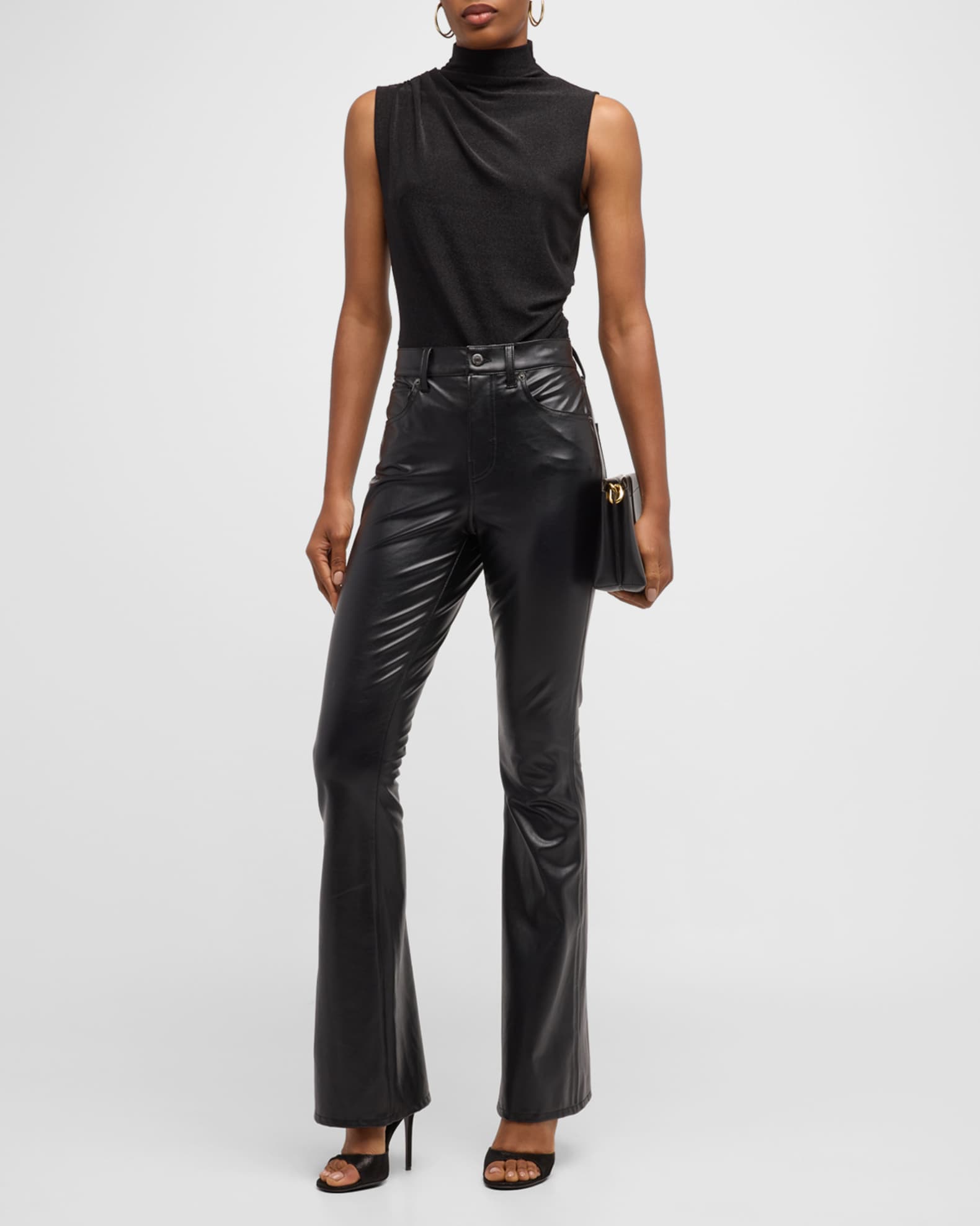 Beverly High-Rise Skinny Flare Faux Leather Jeans 1