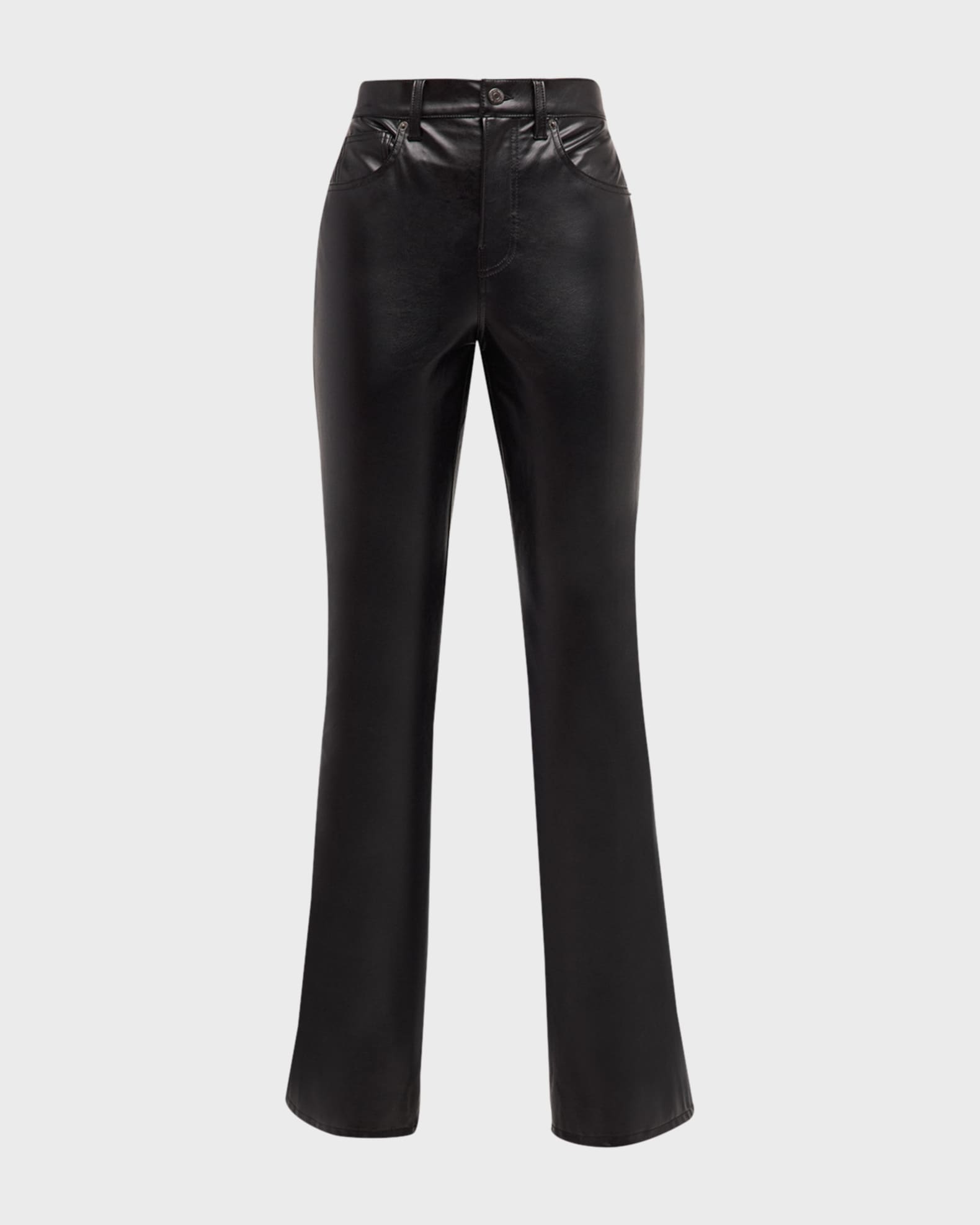 Beverly High-Rise Skinny Flare Faux Leather Jeans 0
