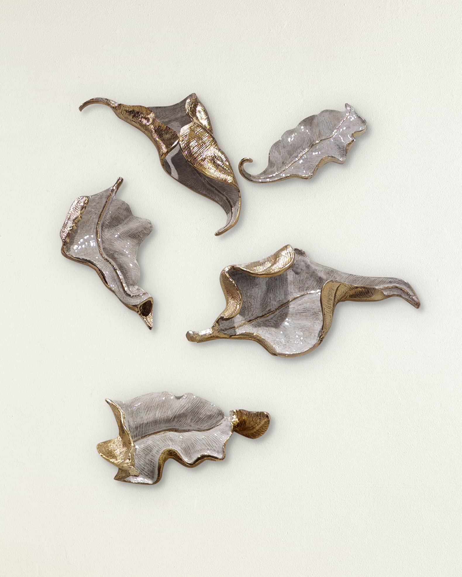 Iridescent Curling Leaves Wall Sculpture, Set of 5  0