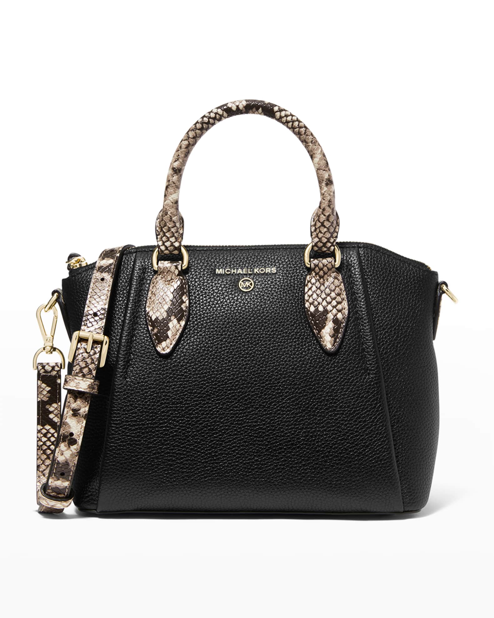 MICHAEL Michael Kors Sienna Medium SnakeEmbossed TopHandle Bag
