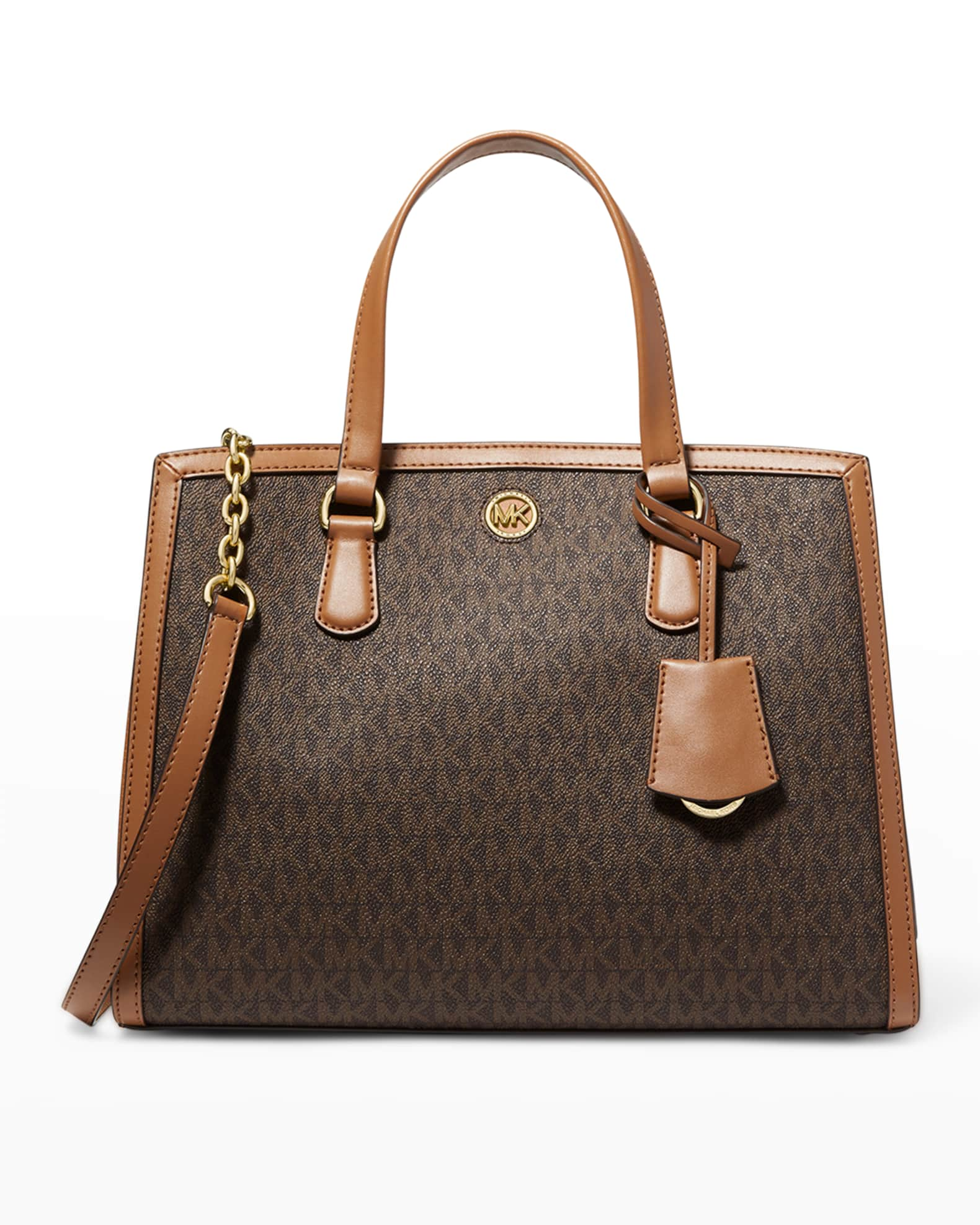 MICHAEL Michael Kors Chantal Medium Monogram Leather Satchel Bag ...