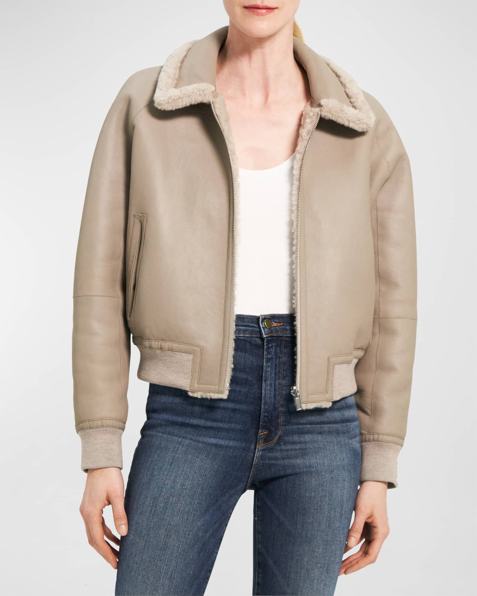 Theory Reversible Dolman Shearling Jacket Neiman Marcus