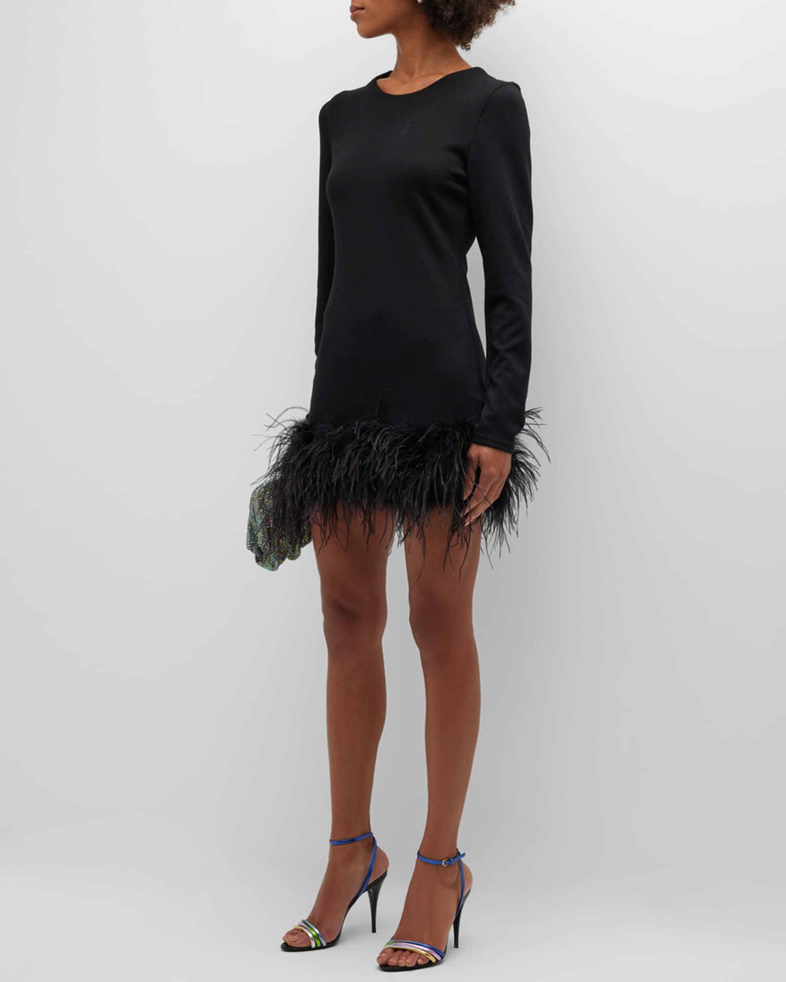 LaMarque Bahira Ostrich-Feather Mini Dress | Neiman Marcus