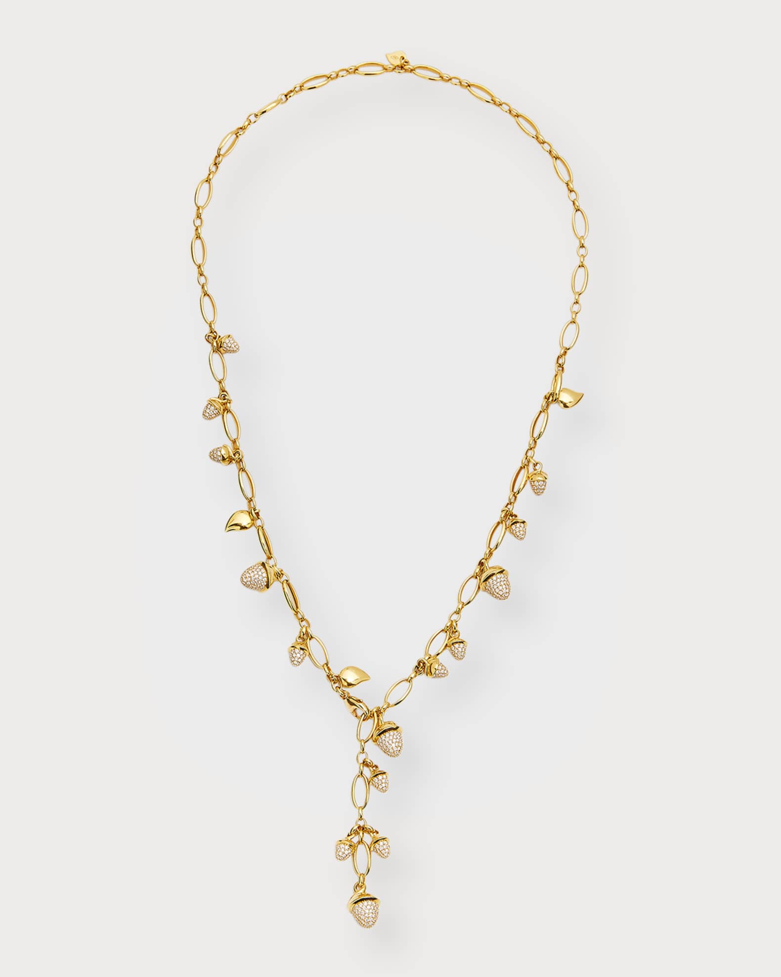 18K Mikado Diamond Pave Acorn Y-Necklace, 56cm 0
