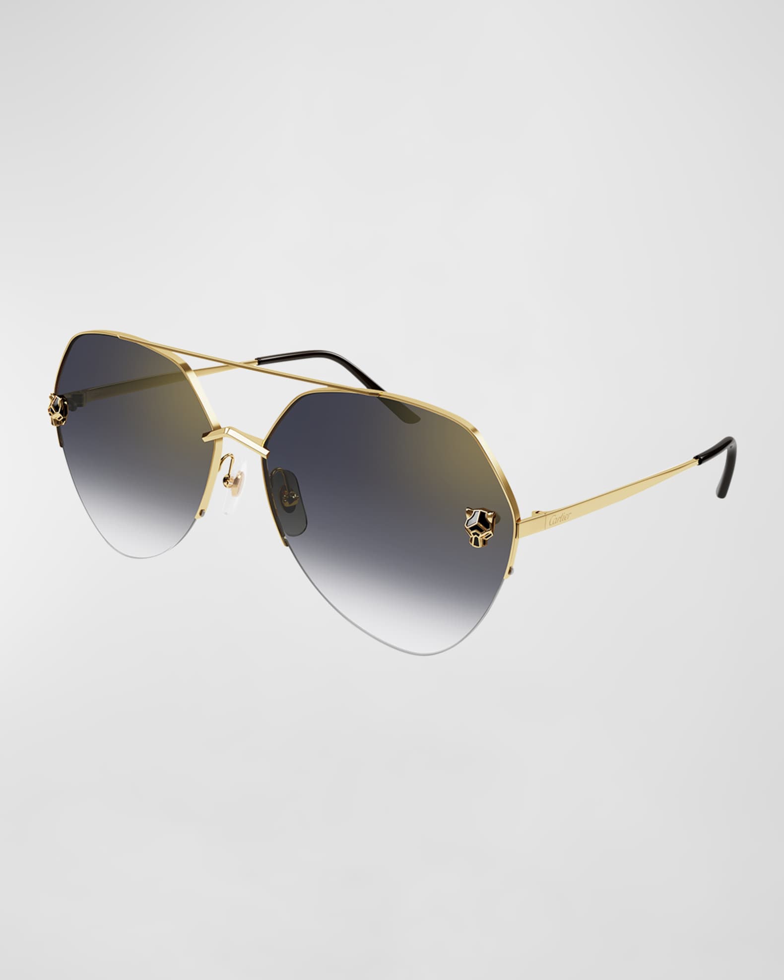 Cartier Panther Rounded Geometric Metal Sunglasses | Neiman Marcus