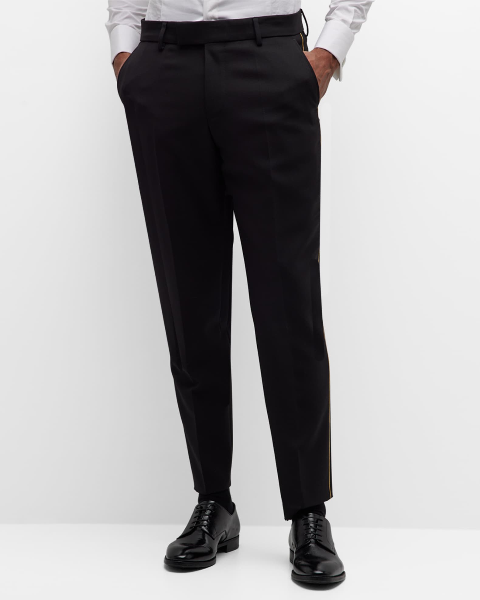 BOSS Men's Wool-Blend Solid Tuxedo Pants | Neiman Marcus