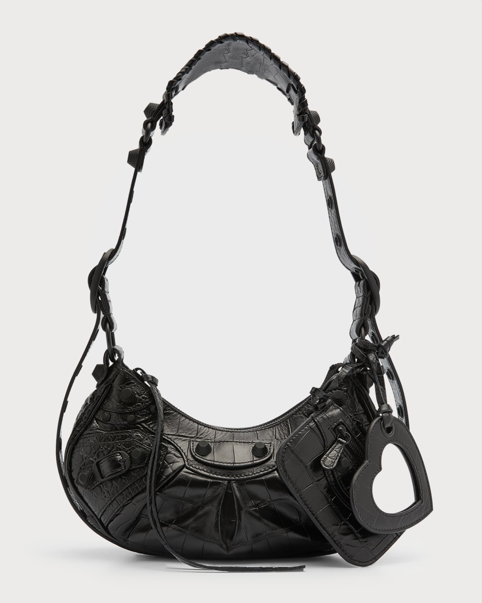 Balenciaga Le Cagole XS Croc-Embossed Shoulder Bag | Neiman Marcus