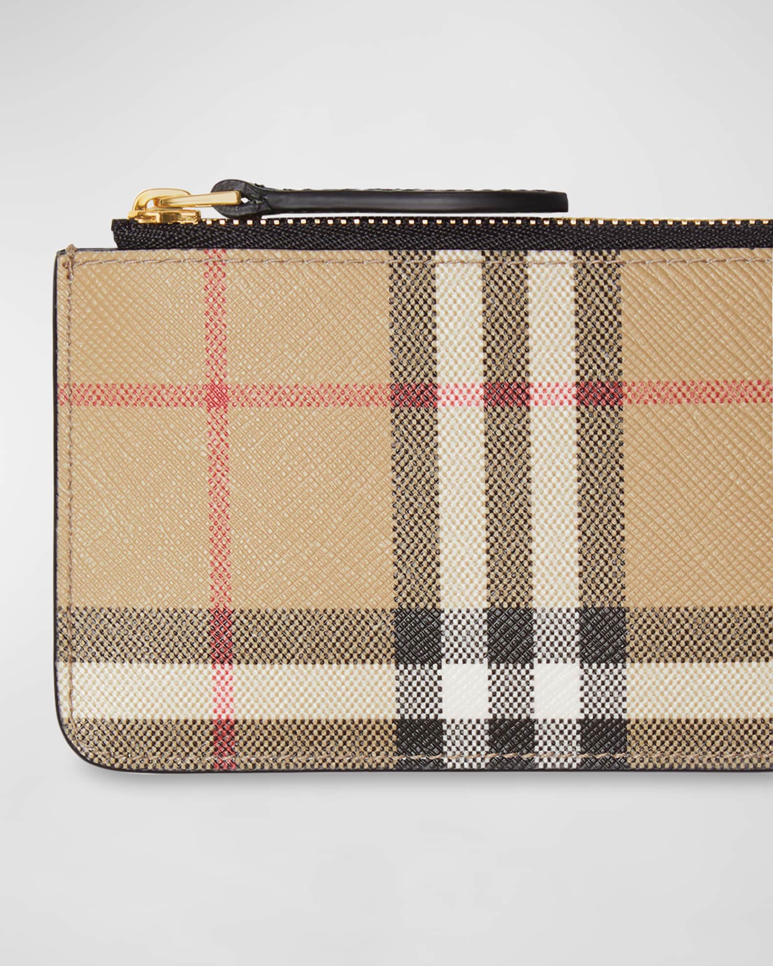Burberry Exaggerated Check Coin Case with Strap in Dark Birch Brown - Women, Burberry® Official