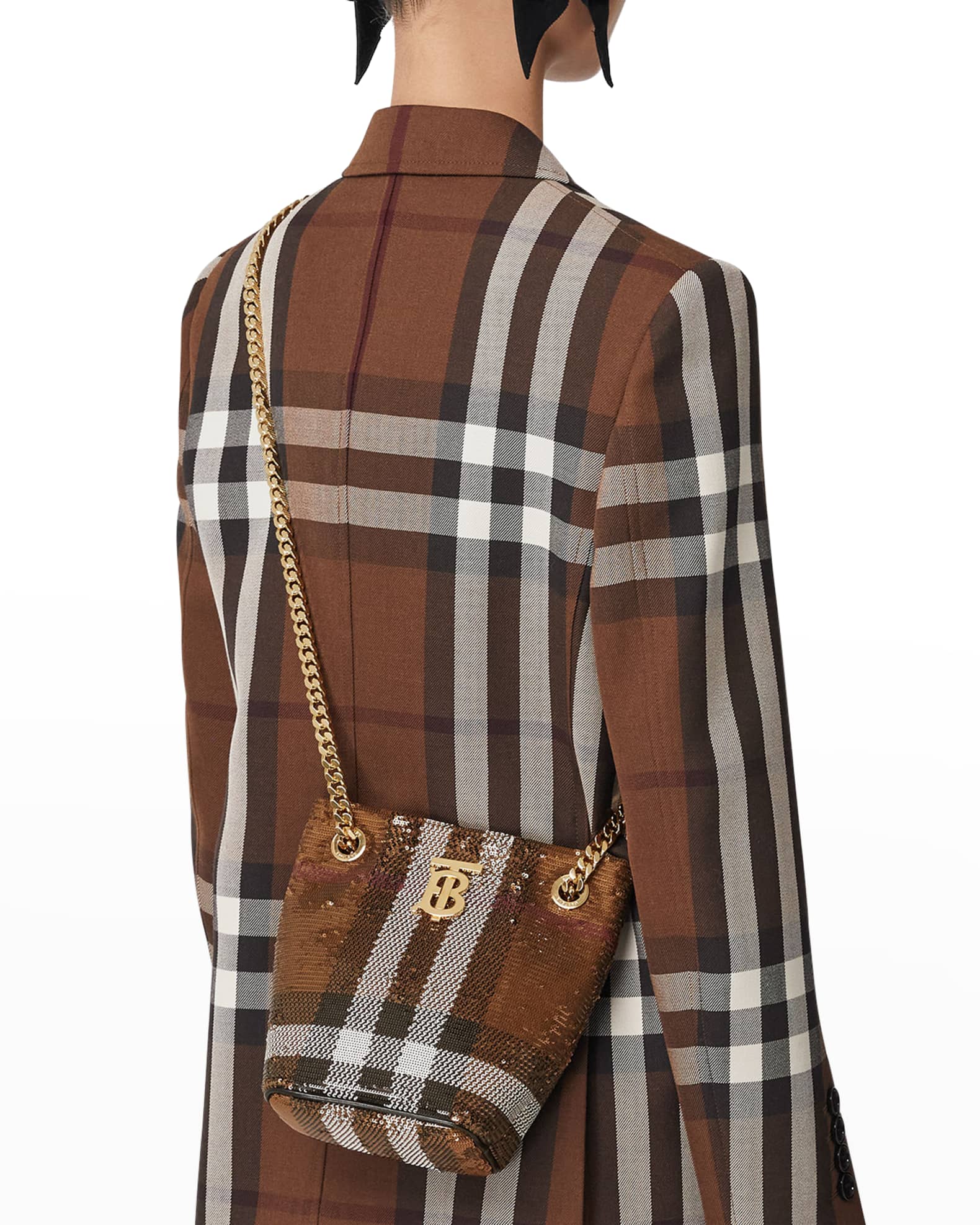 Burberry Lola Sequin Check Chain Bucket Bag  Bucket bag, Tops designs,  Fashion branding