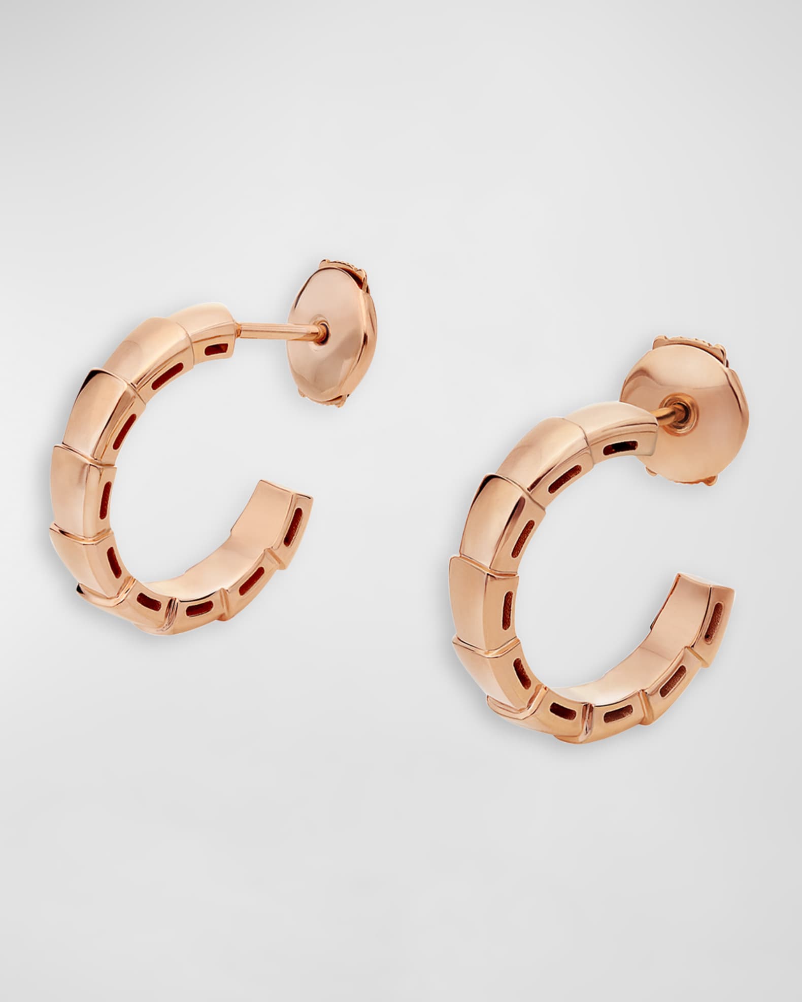 BVLGARI Serpenti Viper Huggie Hoop Earrings in 18k Rose Gold | Neiman Marcus