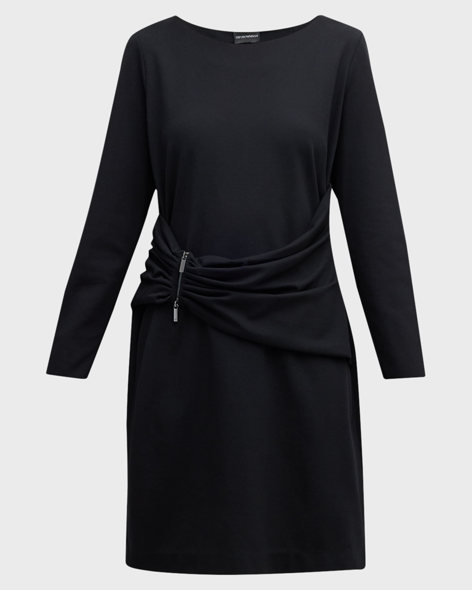 Emporio Armani Draped Bateau-Neck Jersey Midi Dress | Neiman Marcus