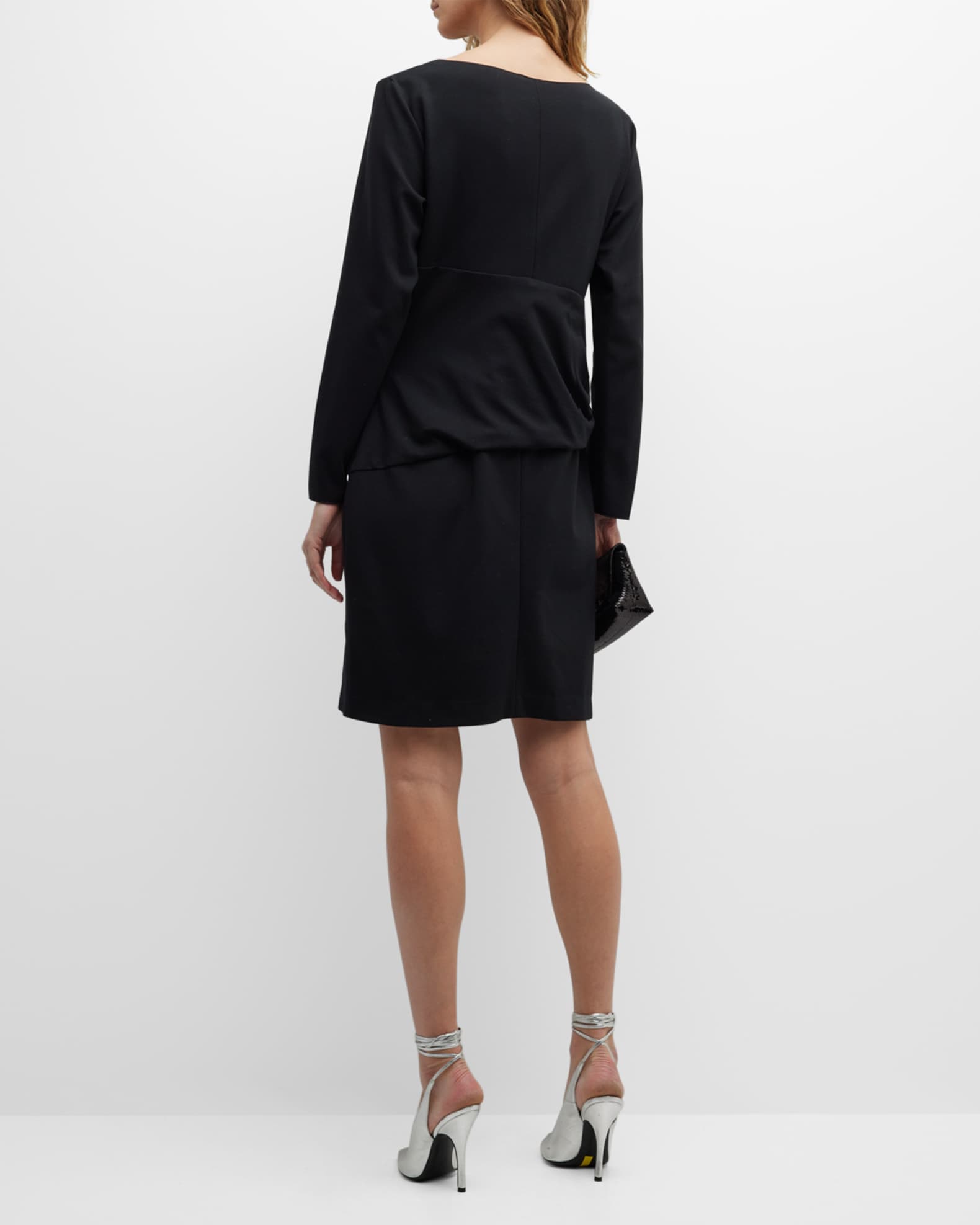 Emporio Armani Draped Bateau-Neck Jersey Midi Dress | Neiman Marcus