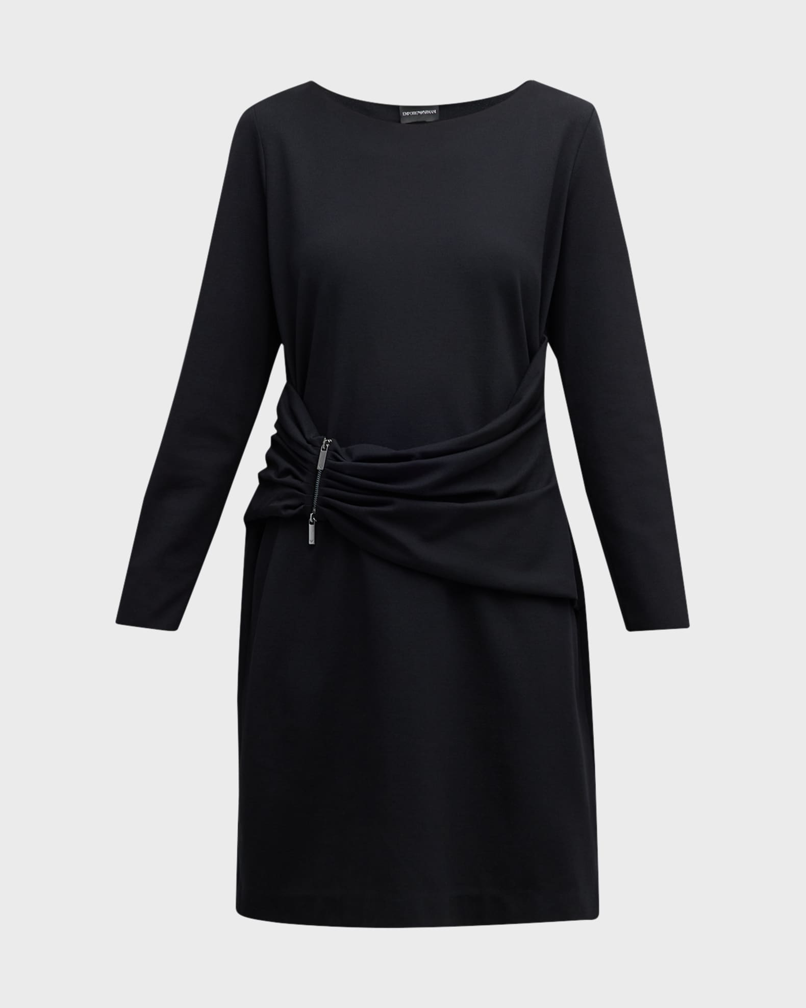 Draped Bateau-Neck Jersey Midi Dress 0
