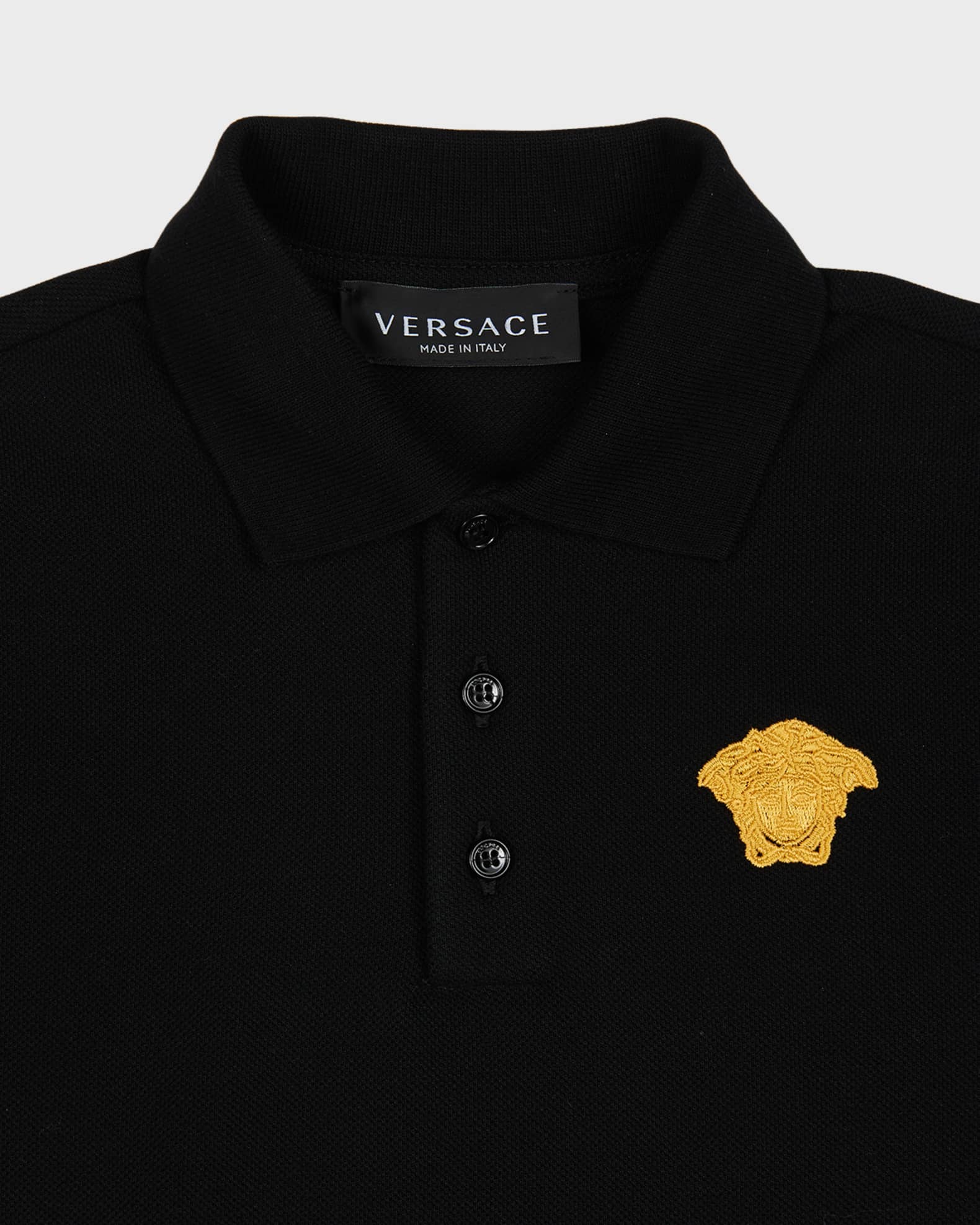 Versace Kids Medusa-embroidered cotton shorts - Black