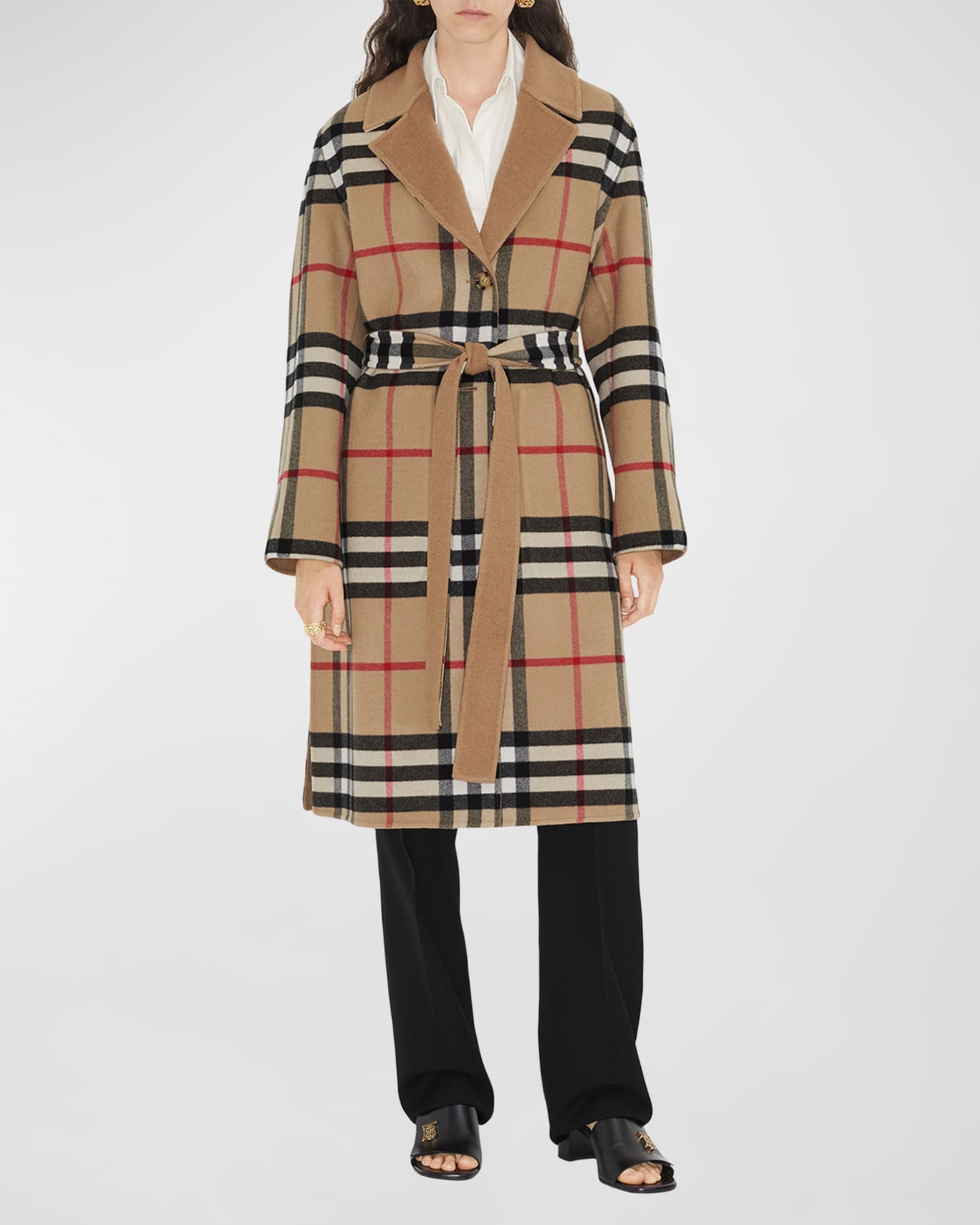 Burberry Reversible Check Double Face Wool Coat in Archive Beige CHK