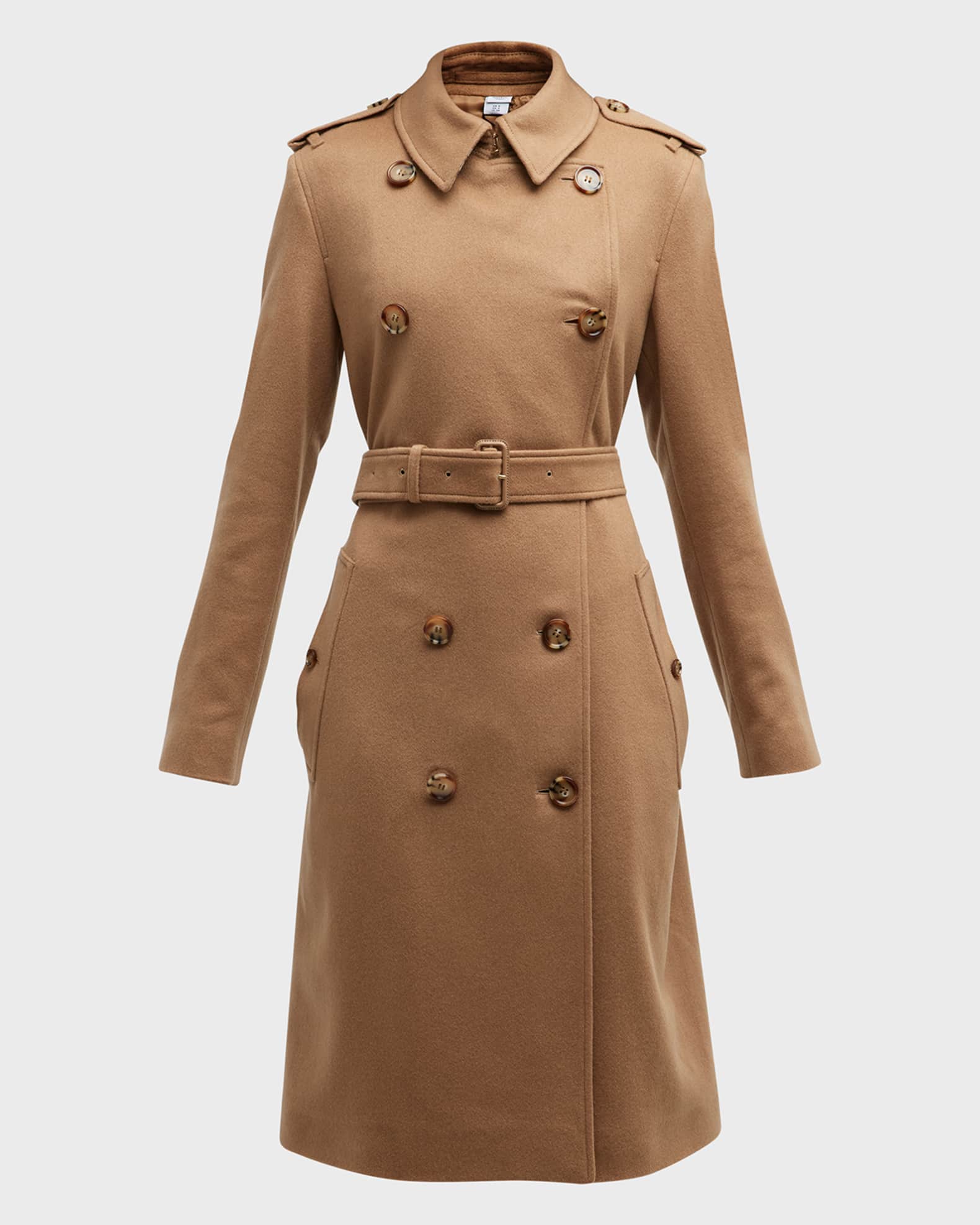 Burberry Kensington DoubleBreasted Cashmere Trench Coat Neiman Marcus