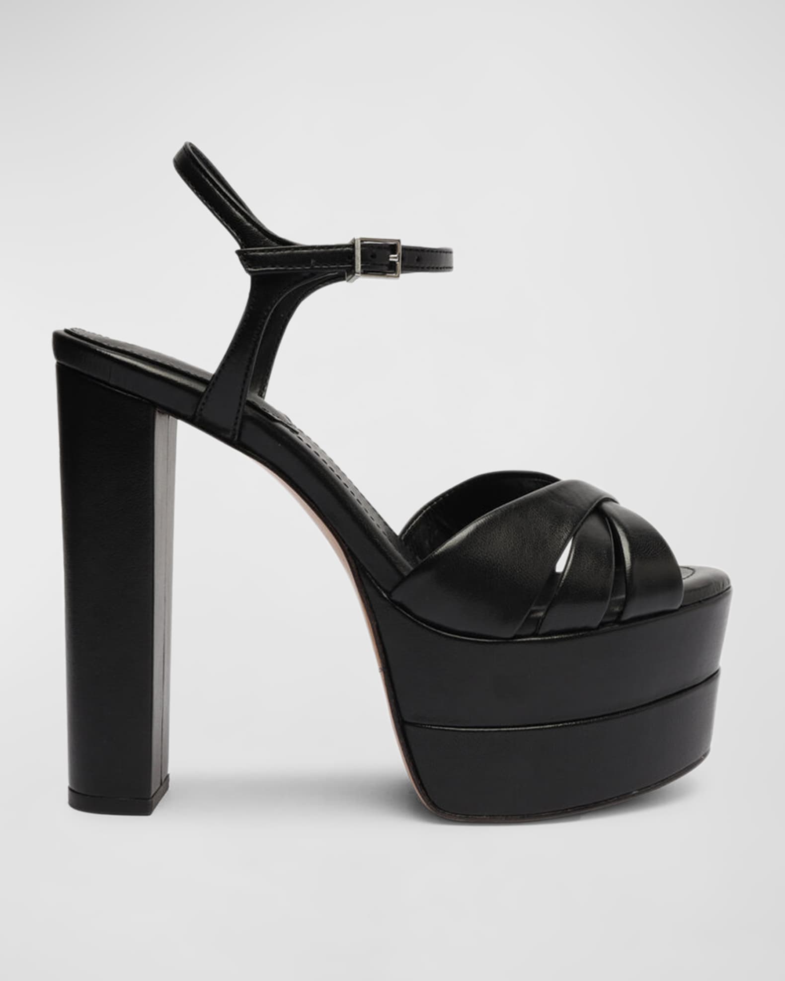 Schutz Keefa Leather Ankle-Strap Platform Sandals | Neiman Marcus