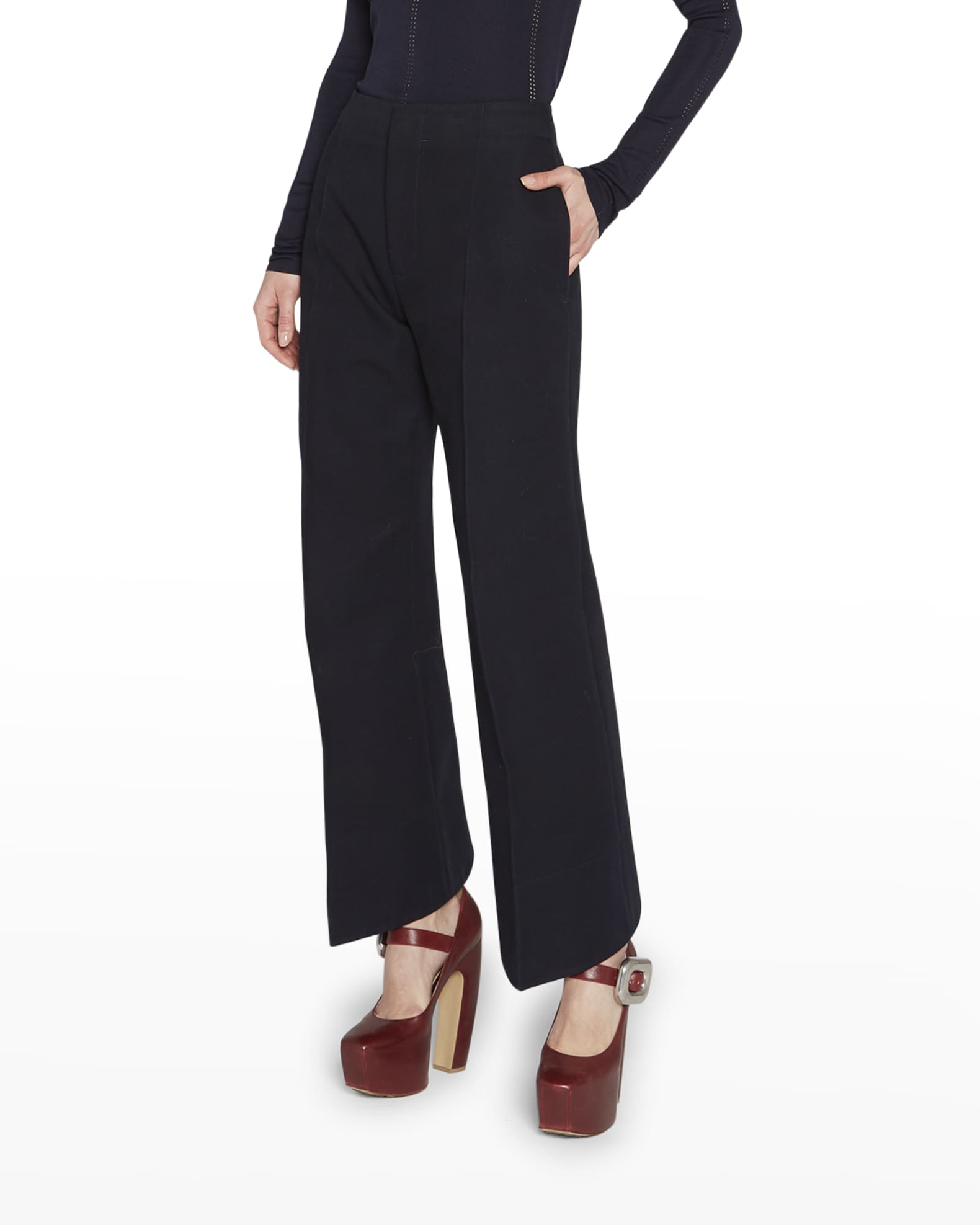 Bottega Canvas Cropped Flare Pants Neiman Marcus