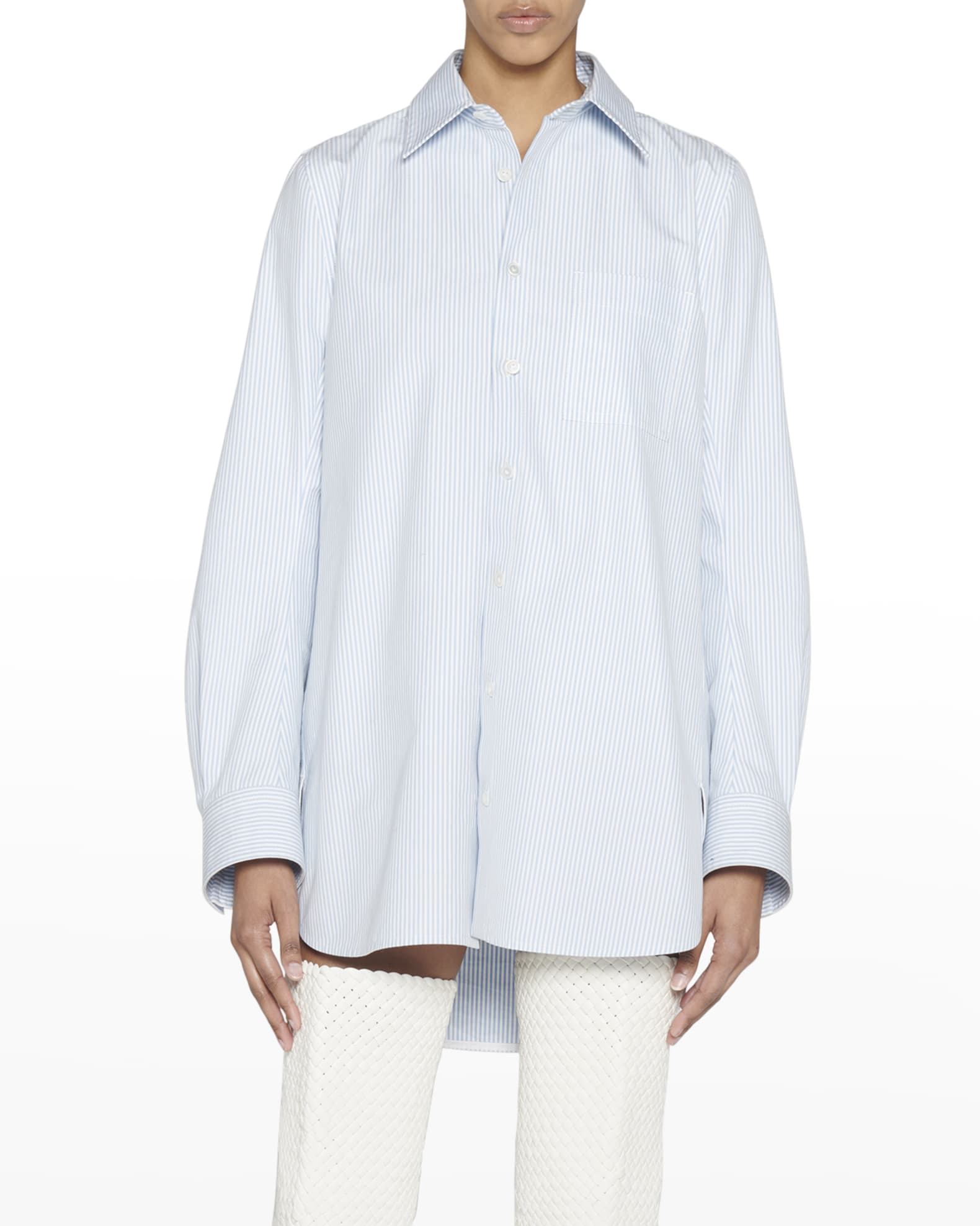 Compact Striped Cotton Shirt Dress