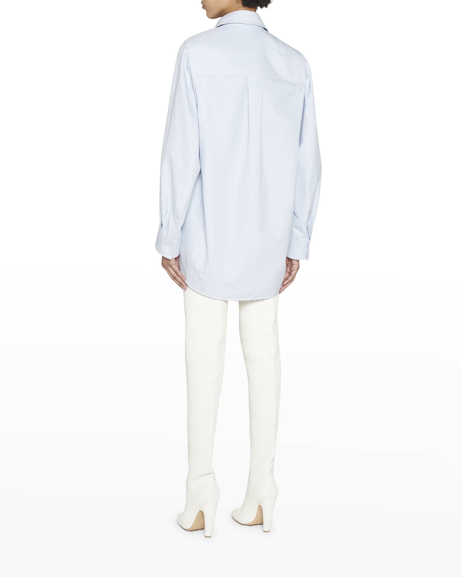 Compact Striped Cotton Shirt Dress