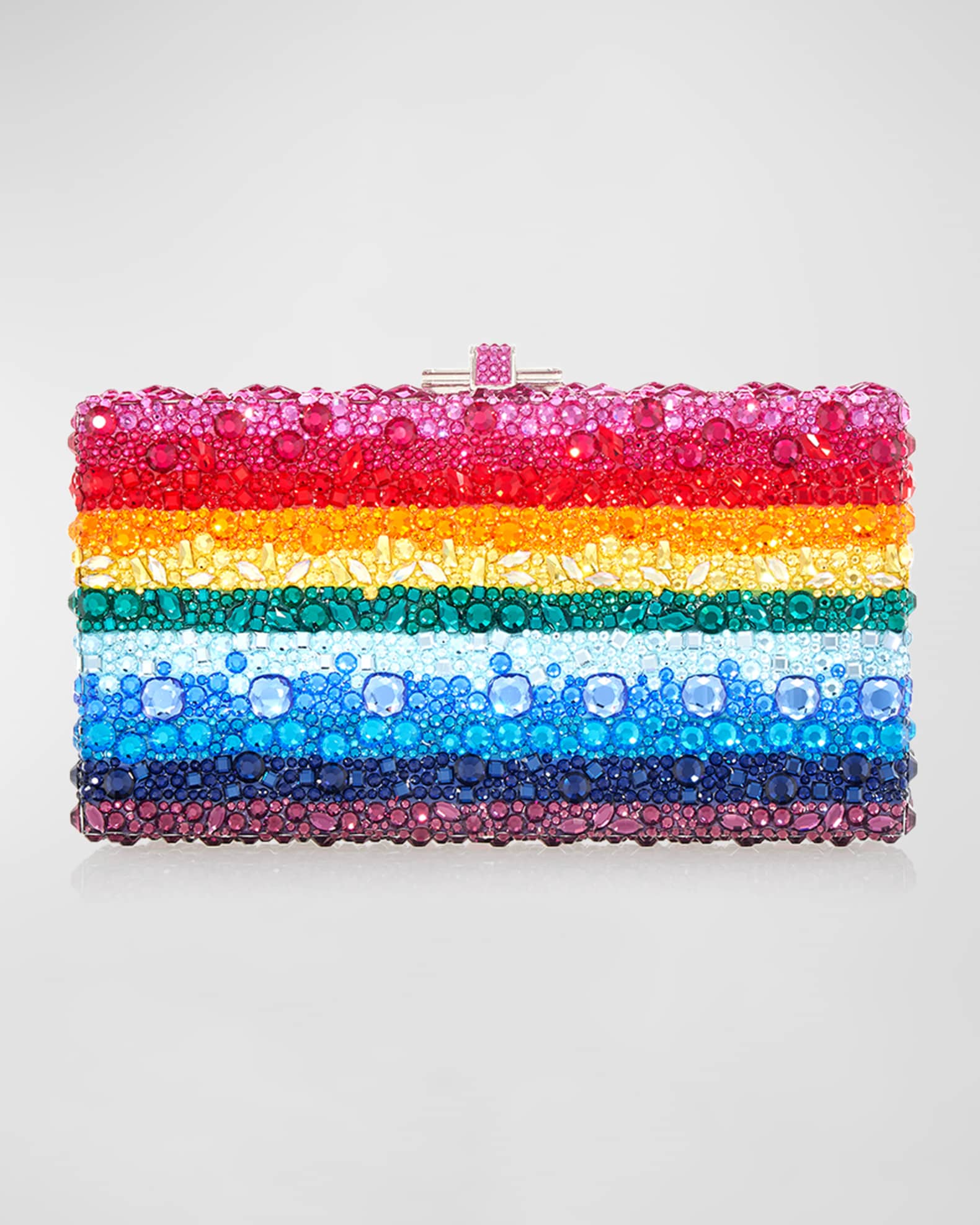 Judith Leiber Rectangle Rainbow Crystal Clutch Bag