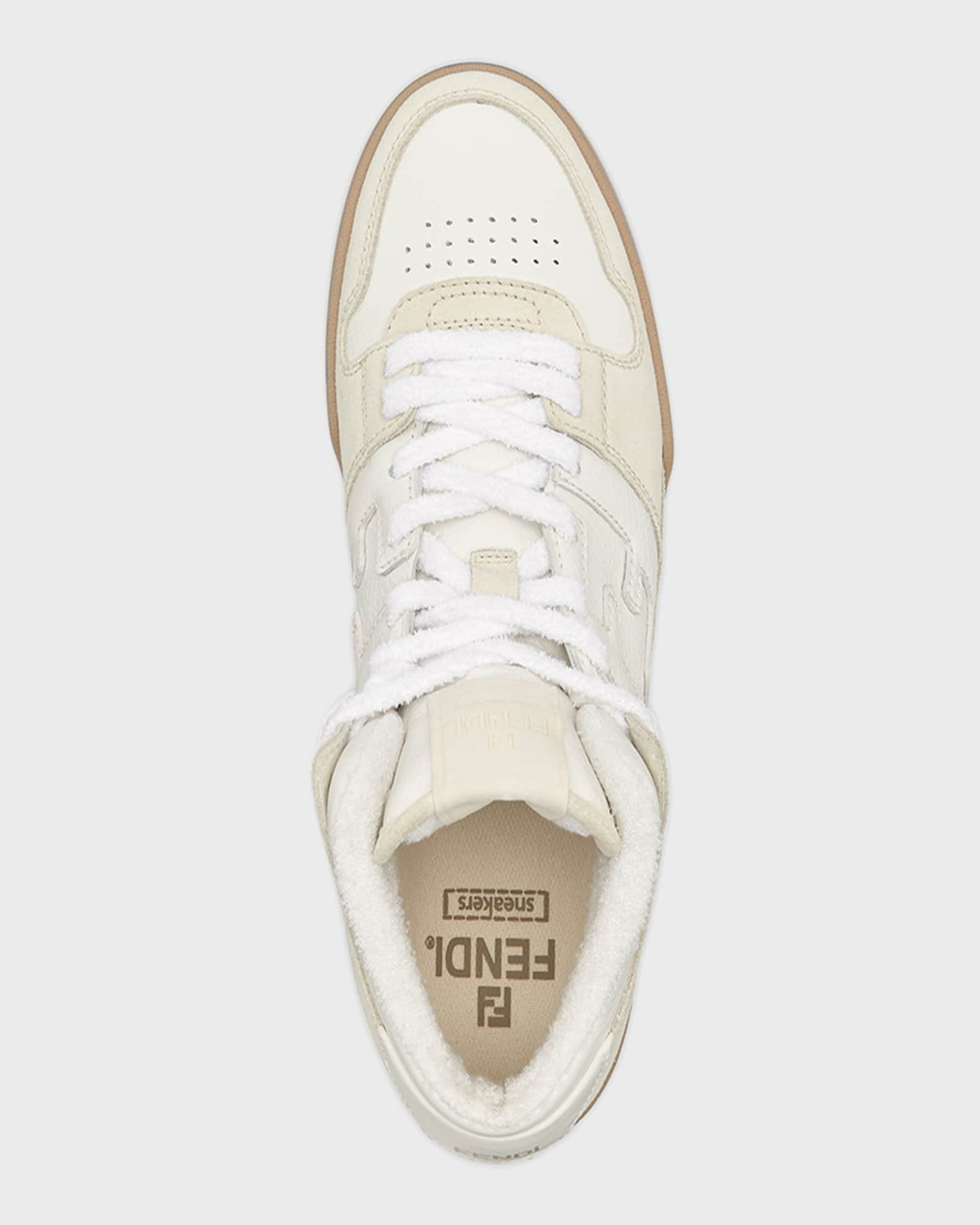 Fendi Match Mixed Leather Mid-Top Sneakers