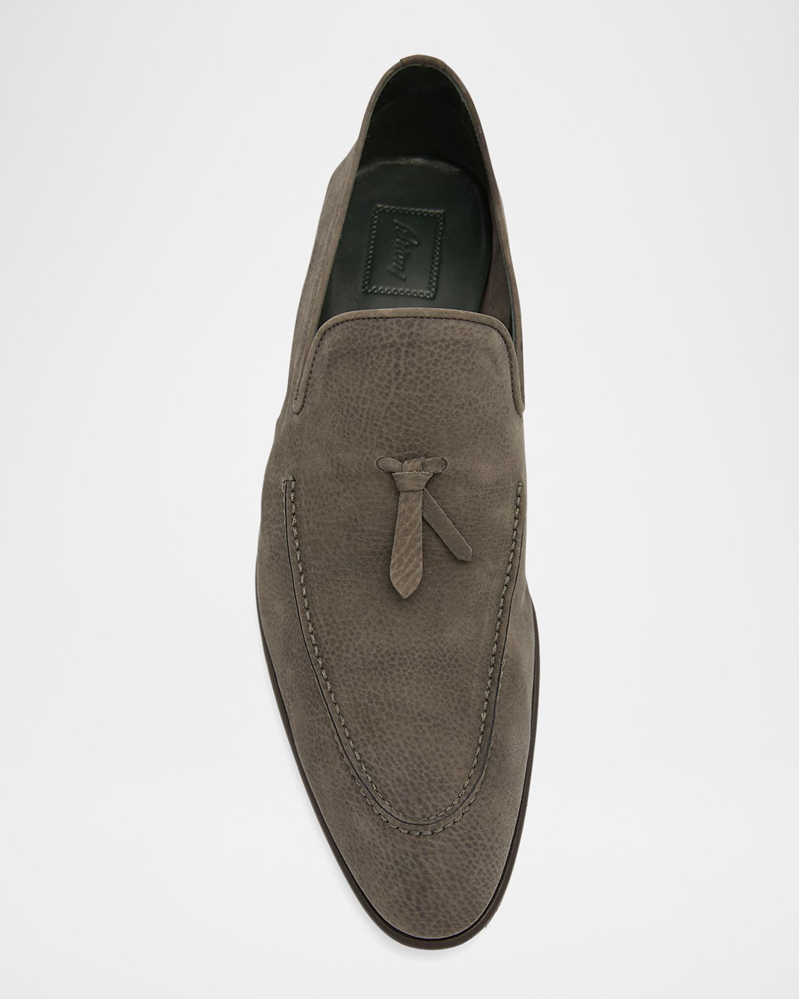 Brioni Gray Suede Slip-On Loafers Piccadilly loafer on Brio last in light blueish grey suede  main image 4