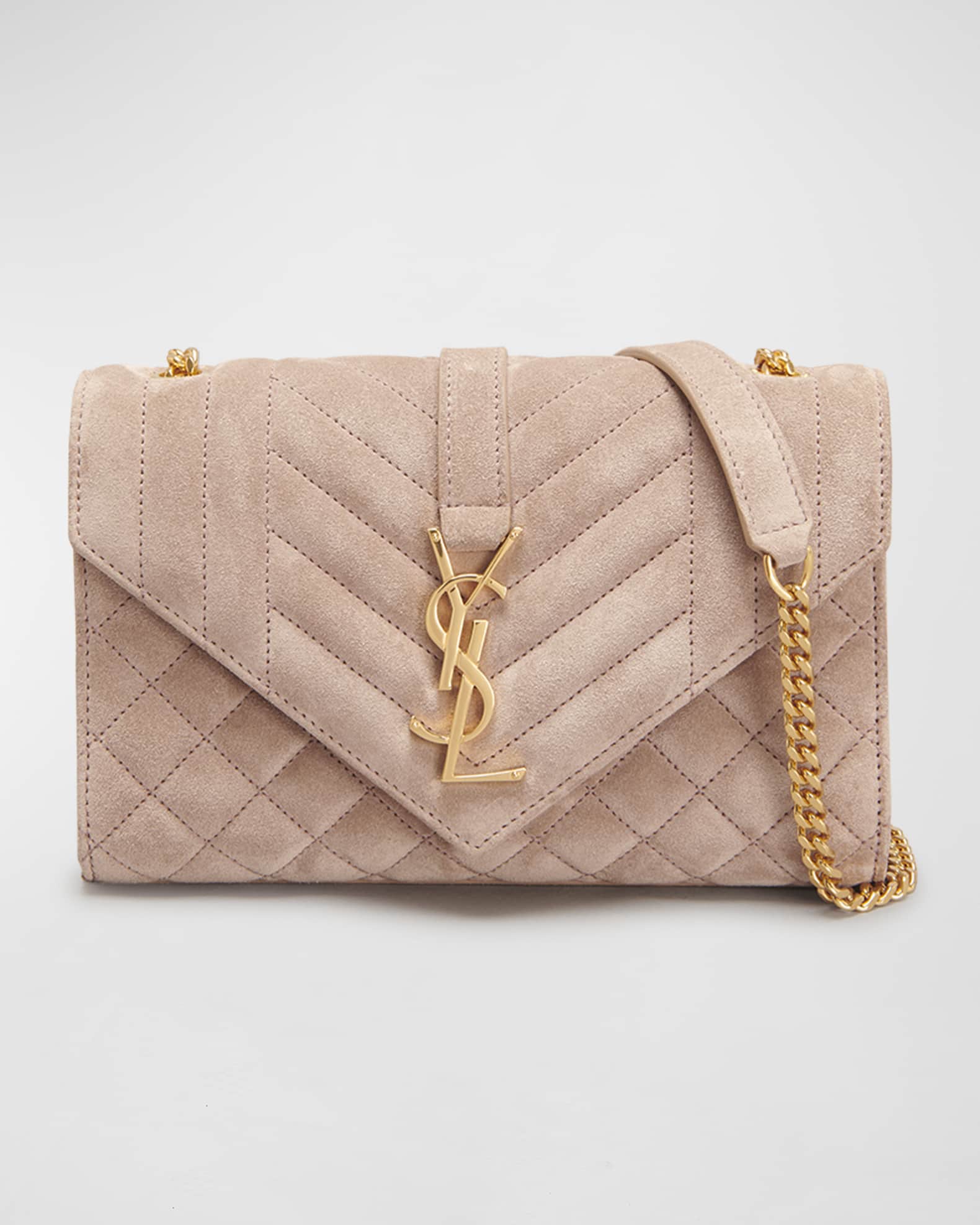 Saint Laurent Medium Tri-quilt Leather Envelope Bag in Pink
