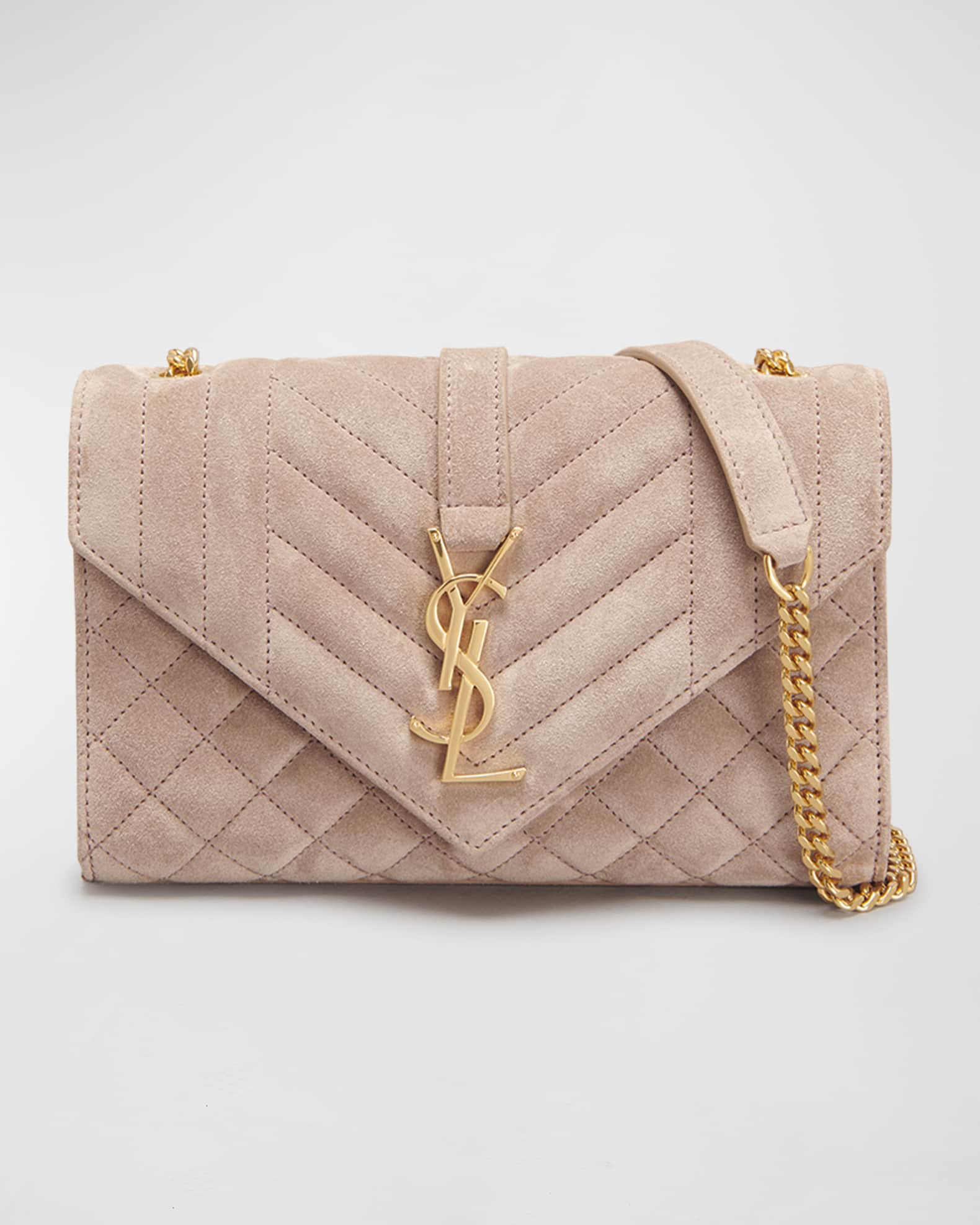 Envelope Triquilt YSL Small Shoulder Bag in Suede