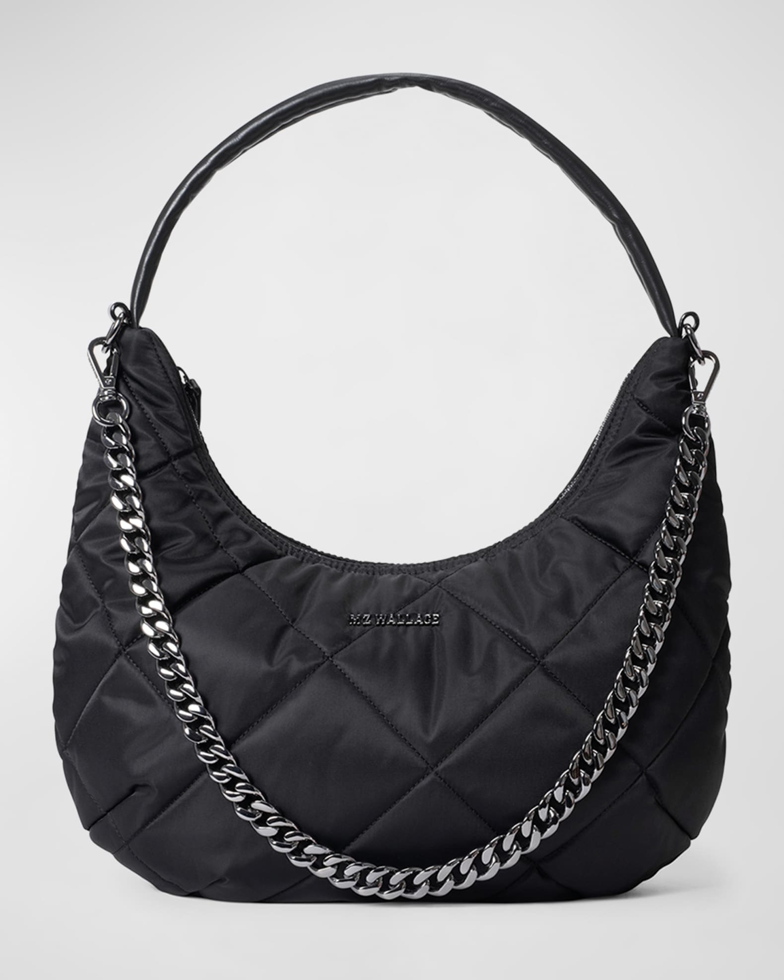 Crosby Hobo Nylon Shoulder Bag in Black