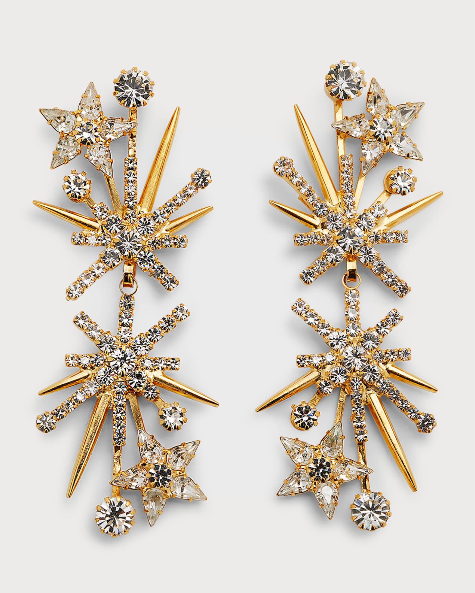 Elizabeth Cole Lyra 24K Gold Plated Crystal Earrings | Neiman Marcus