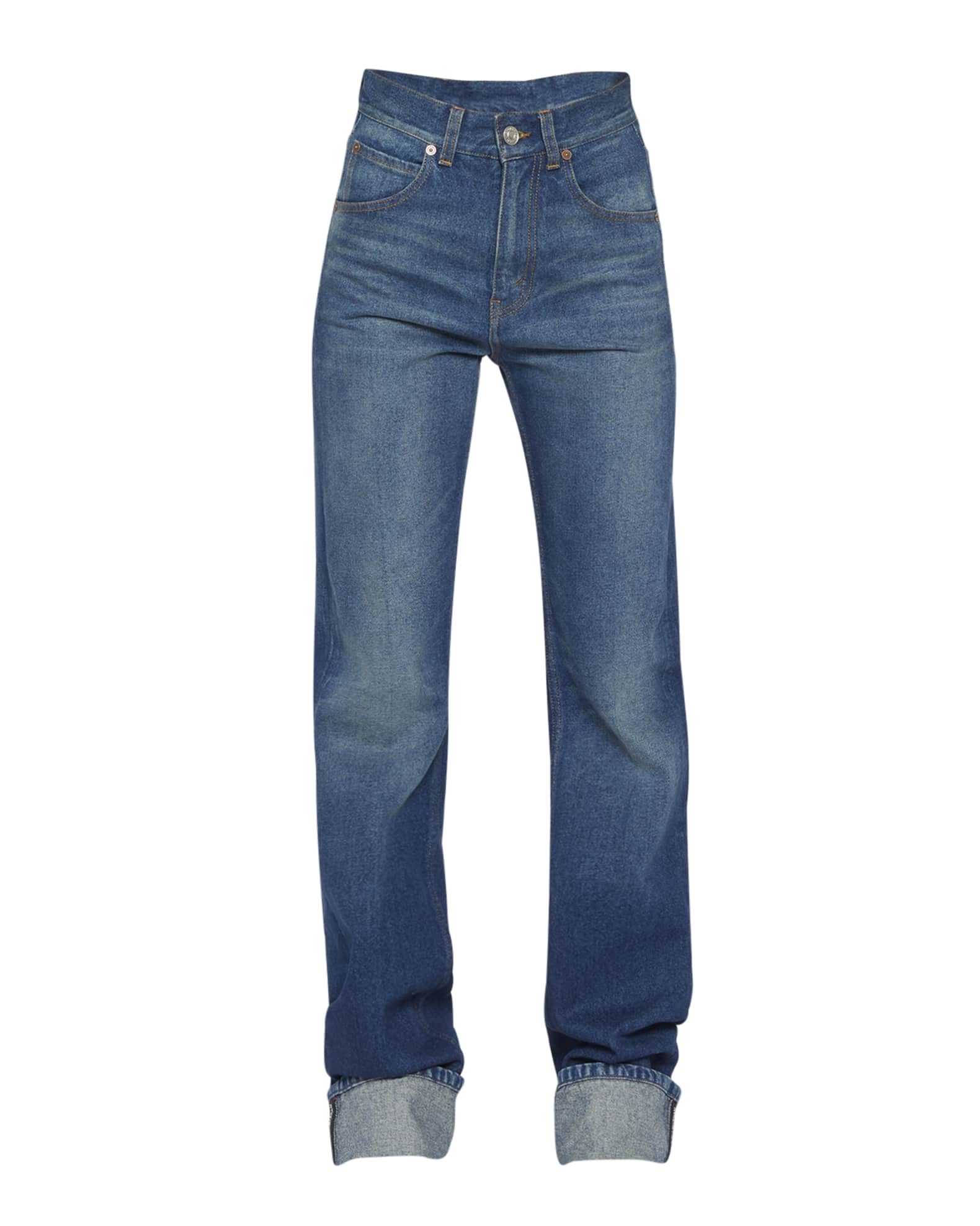 Victoria Beckham Julia StraightLeg Cuffed Jeans Neiman Marcus