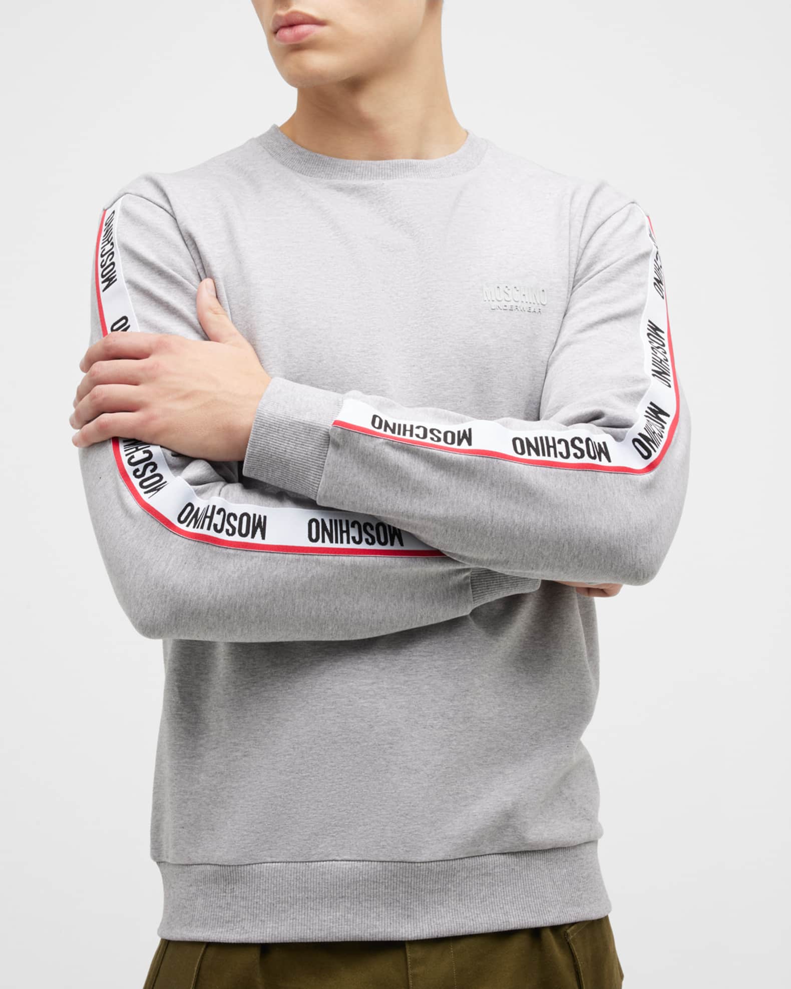 Moschino Men's Logo-Tape Crew Sweatshirt | Neiman Marcus