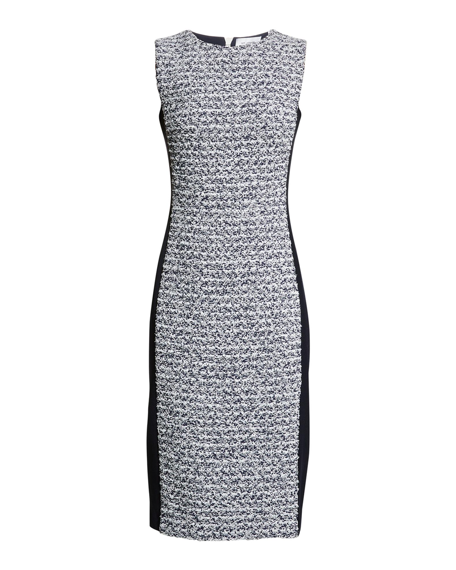 St. John Evening 2Pc Beaded Jacket & Skirt Suit in White Soft Gold Shimmer