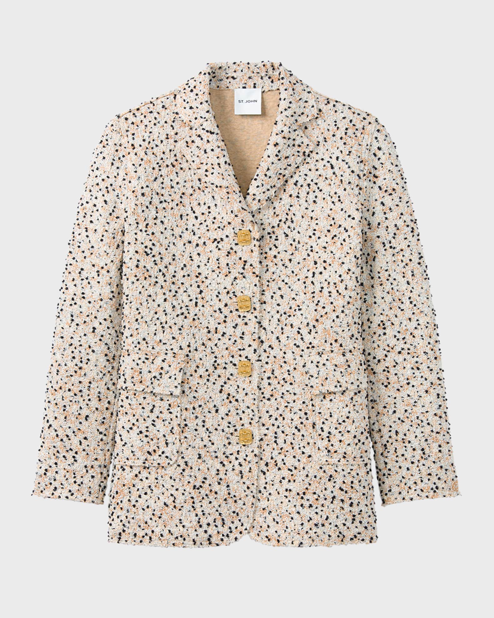 St. John Textured Tweed Raw Edge Single Breasted Jacket Neiman
