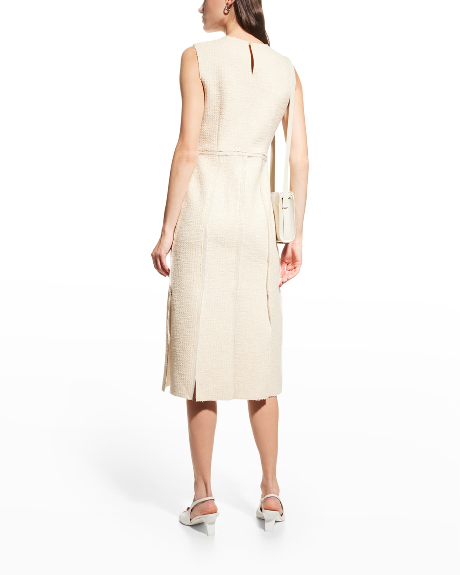 St. John Shimmer Tweed Midi Dress w/ Panel Detail | Neiman Marcus